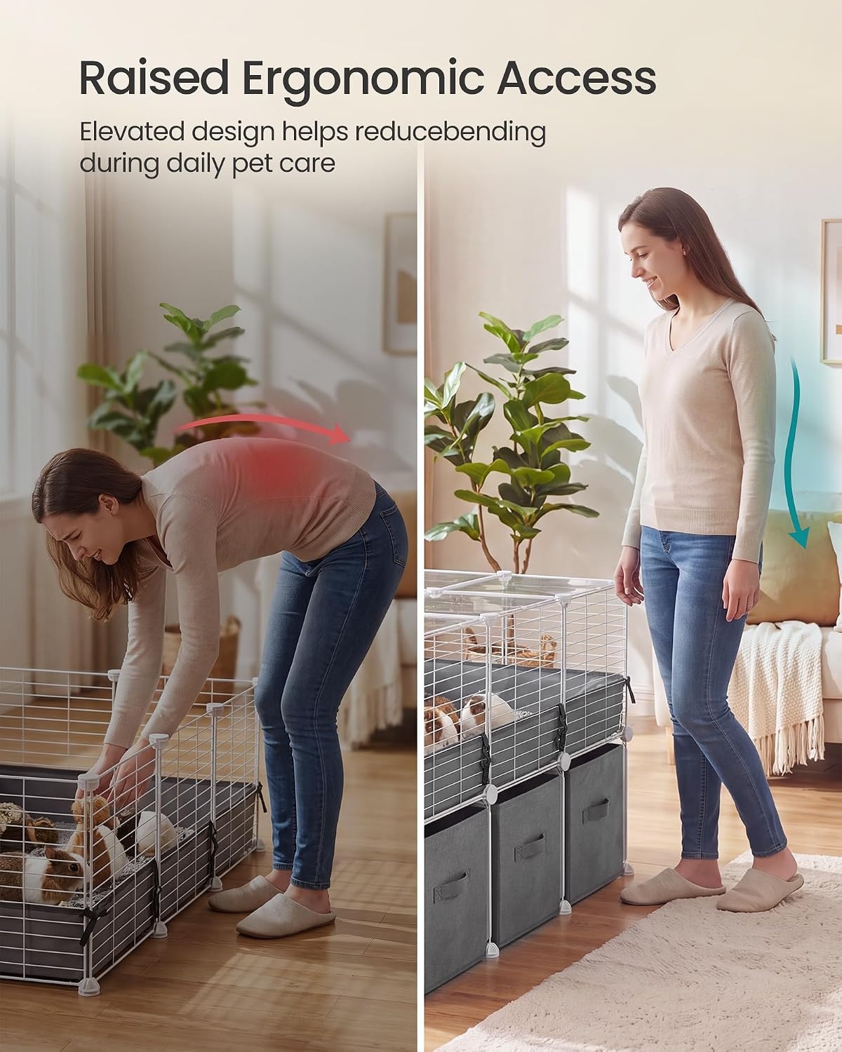 image:imageSONGMICS Guinea Pig Cage 2Tier with 3 Storage BoxesPearl White