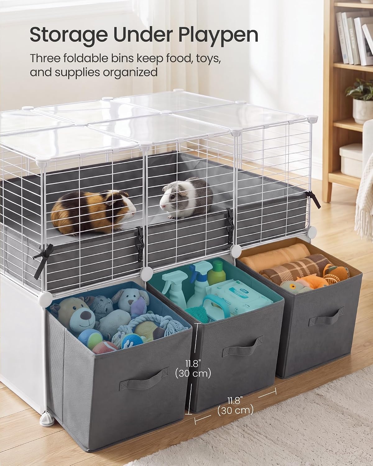 image:imageSONGMICS Guinea Pig Cage 2Tier with 3 Storage BoxesPearl White