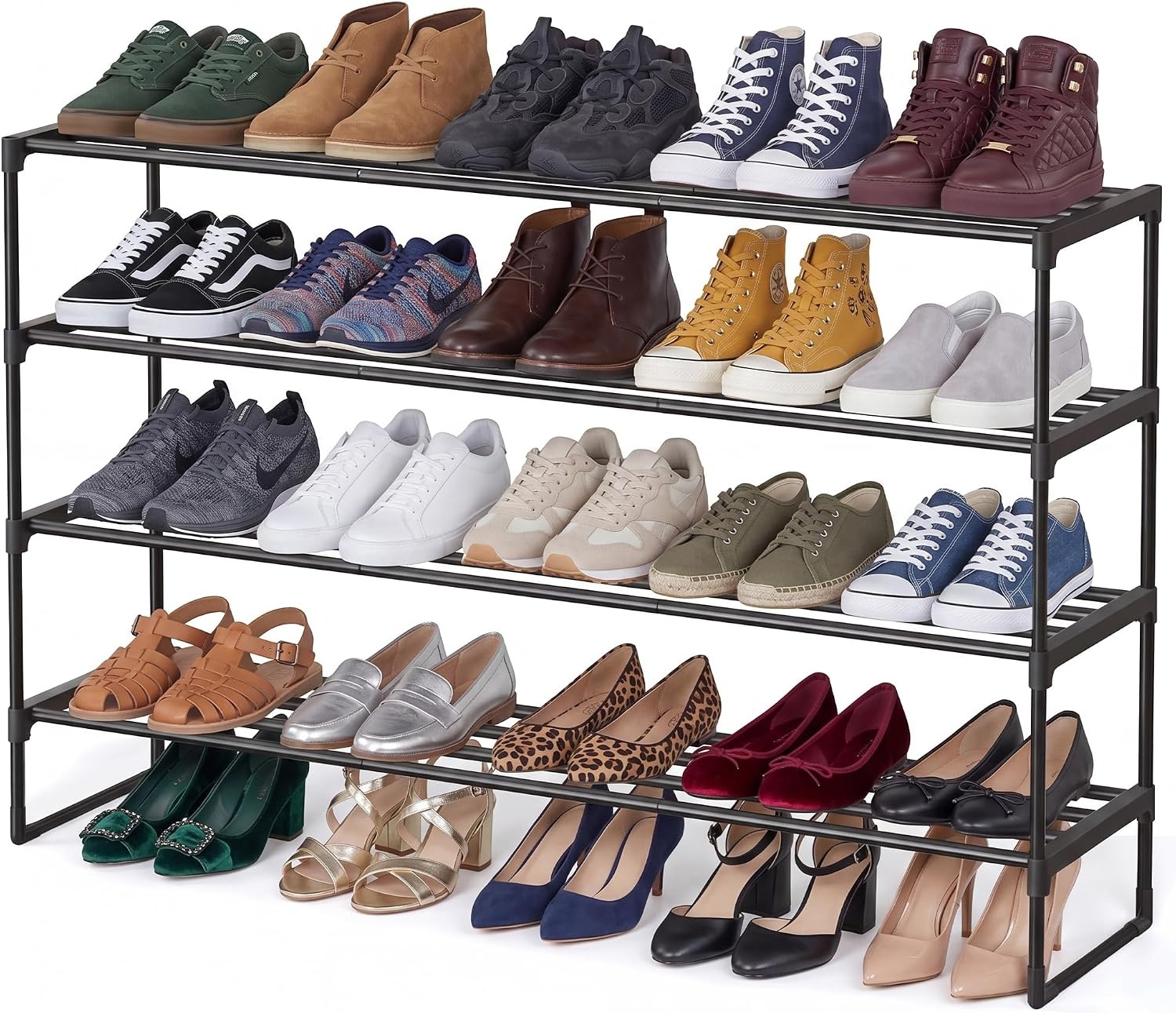 image:imageSONGMICS HOME Shoe Storage Organizer Metal Shoe Rack for Entryway Living Room Garage 12 x 364 x 356 Inches BlackBlack
