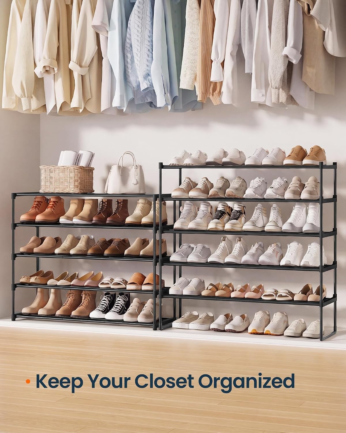 image:imageSONGMICS HOME Shoe Storage Organizer Metal Shoe Rack for Entryway Living Room Garage 12 x 364 x 356 Inches BlackBlack