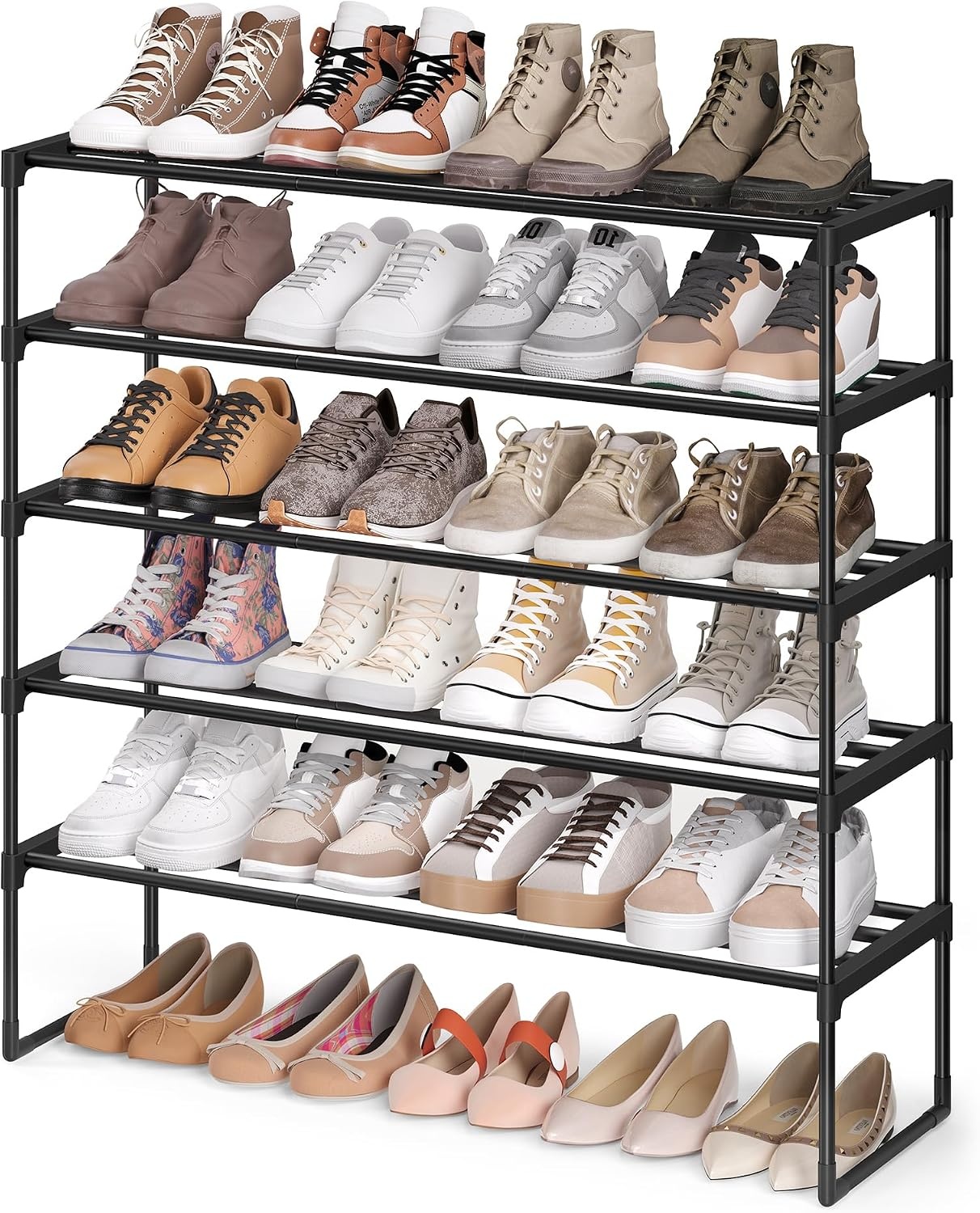 image:imageSONGMICS HOME Shoe Storage Organizer Metal Shoe Rack for Entryway Living Room Garage 12 x 364 x 356 Inches BlackBlack