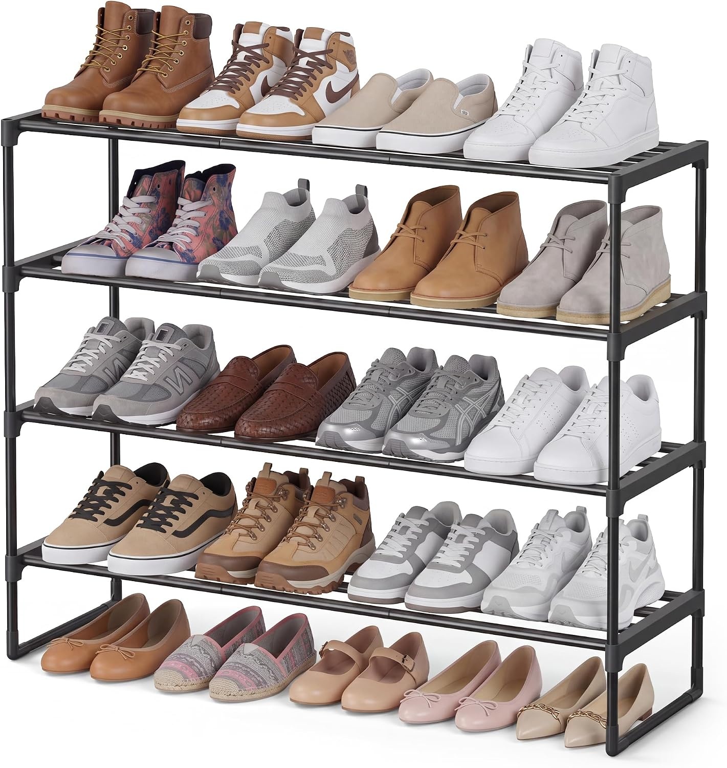 image:imageSONGMICS HOME Shoe Storage Organizer Metal Shoe Rack for Entryway Living Room Garage 12 x 364 x 356 Inches BlackBlack