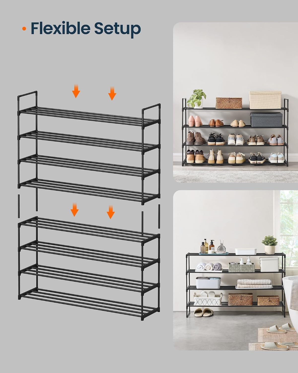 image:imageSONGMICS HOME Shoe Storage Organizer Metal Shoe Rack for Entryway Living Room Garage 12 x 364 x 356 Inches BlackBlack