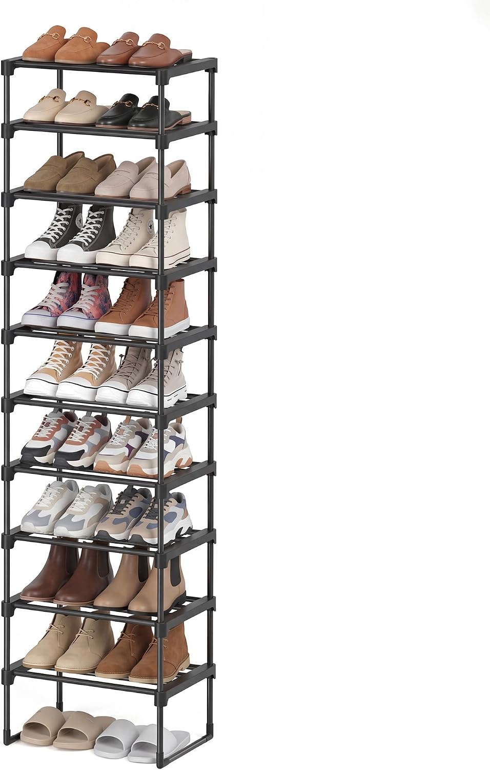 image:imageSONGMICS HOME Shoe Storage Organizer Metal Shoe Rack for Entryway Living Room Garage 12 x 364 x 356 Inches BlackBlack