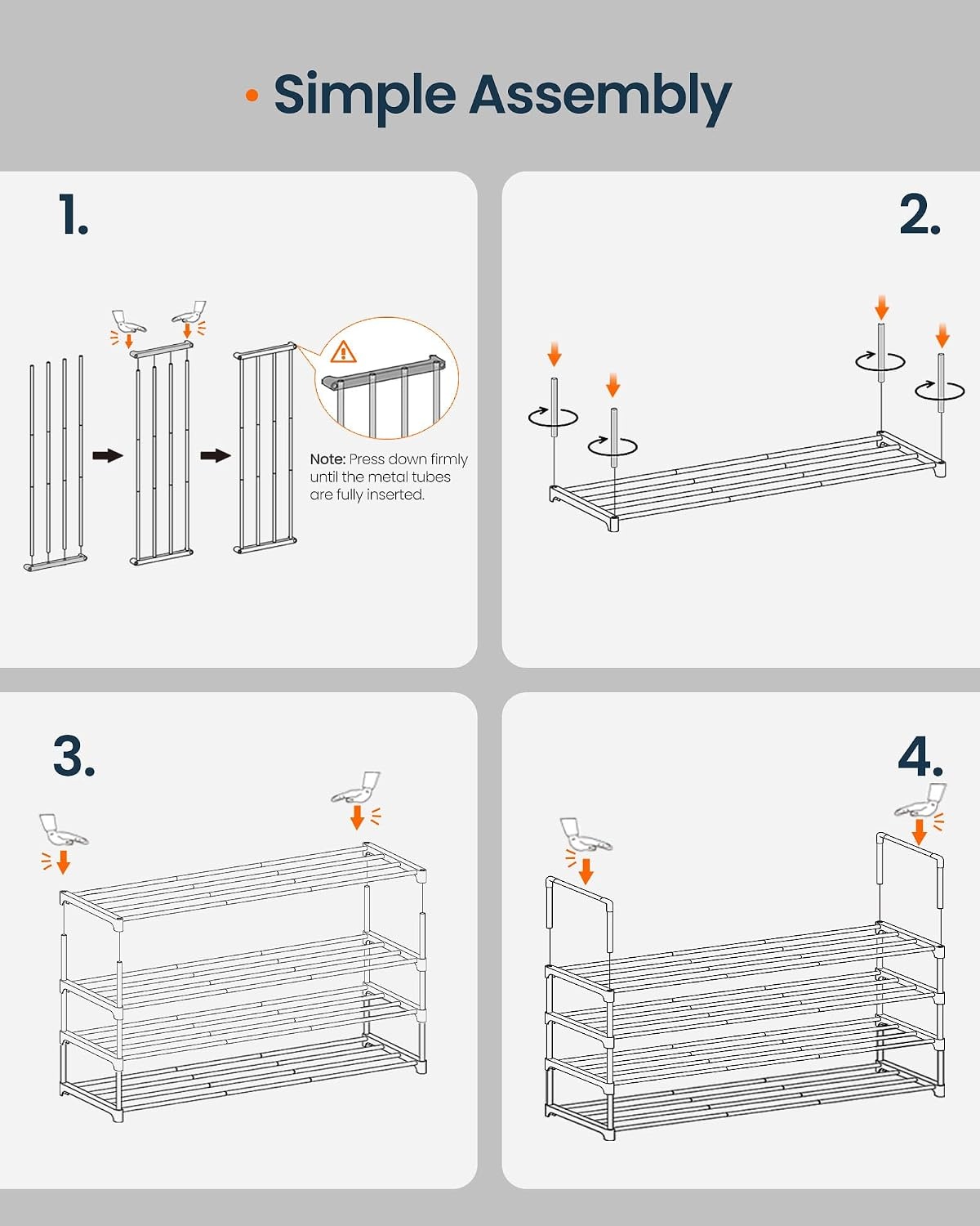 image:imageSONGMICS HOME Shoe Storage Organizer Metal Shoe Rack for Entryway Living Room Garage 12 x 364 x 356 Inches BlackBlack