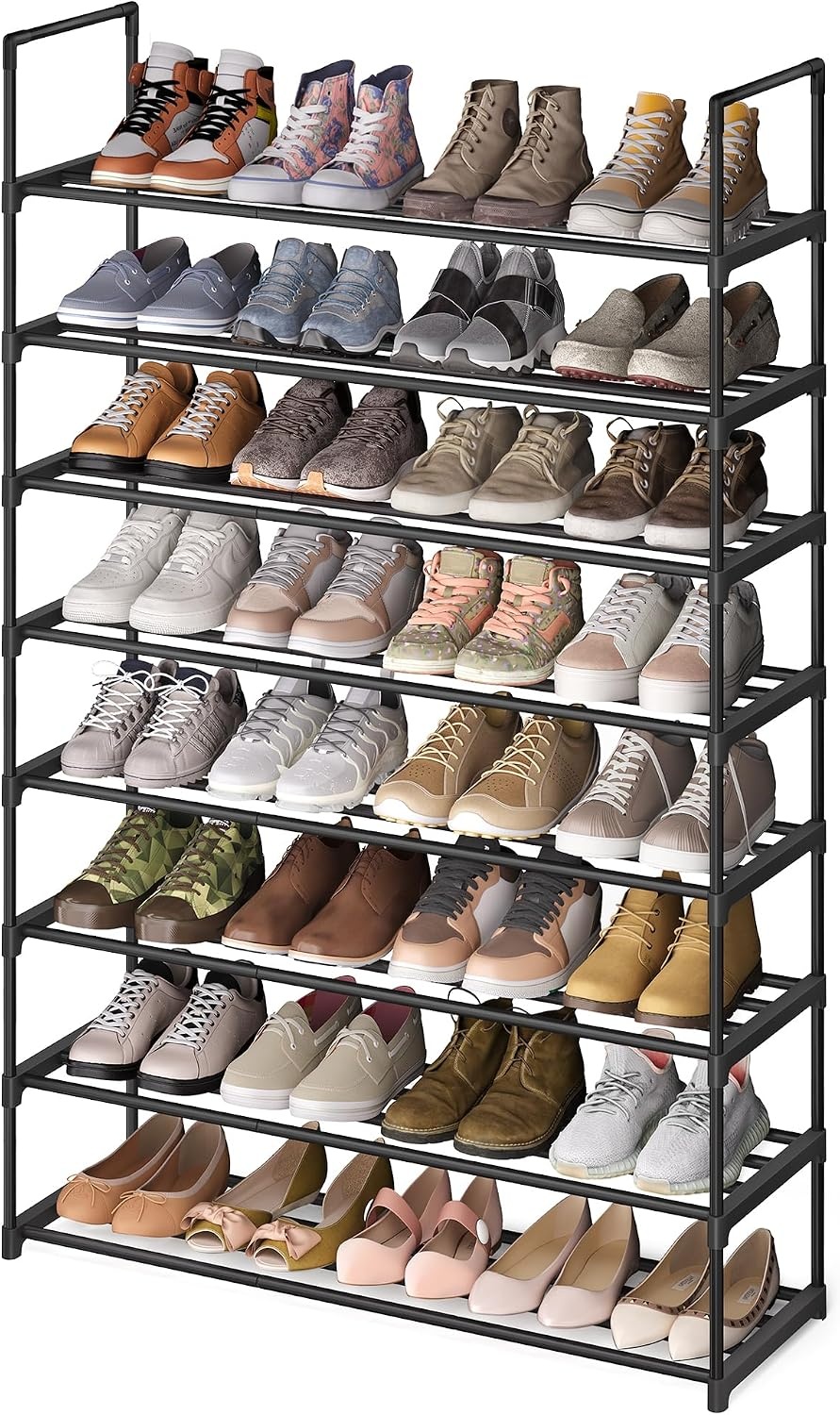 image:imageSONGMICS HOME Shoe Storage Organizer Metal Shoe Rack for Entryway Living Room Garage 12 x 364 x 356 Inches BlackBlack
