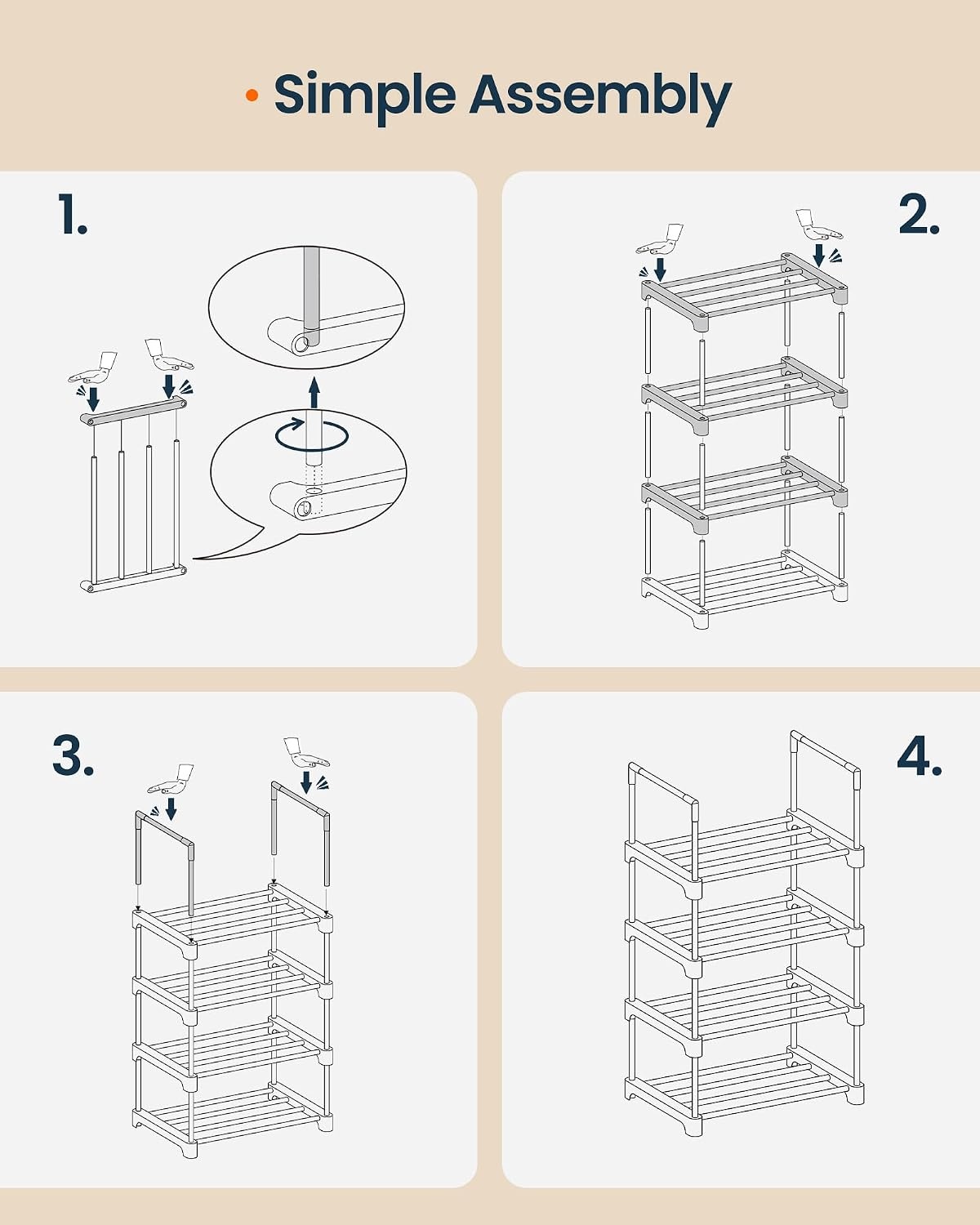 image:imageSONGMICS HOME Shoe Storage Organizer Metal Shoe Rack for Entryway Living Room Garage 12 x 364 x 356 Inches BlackBlack