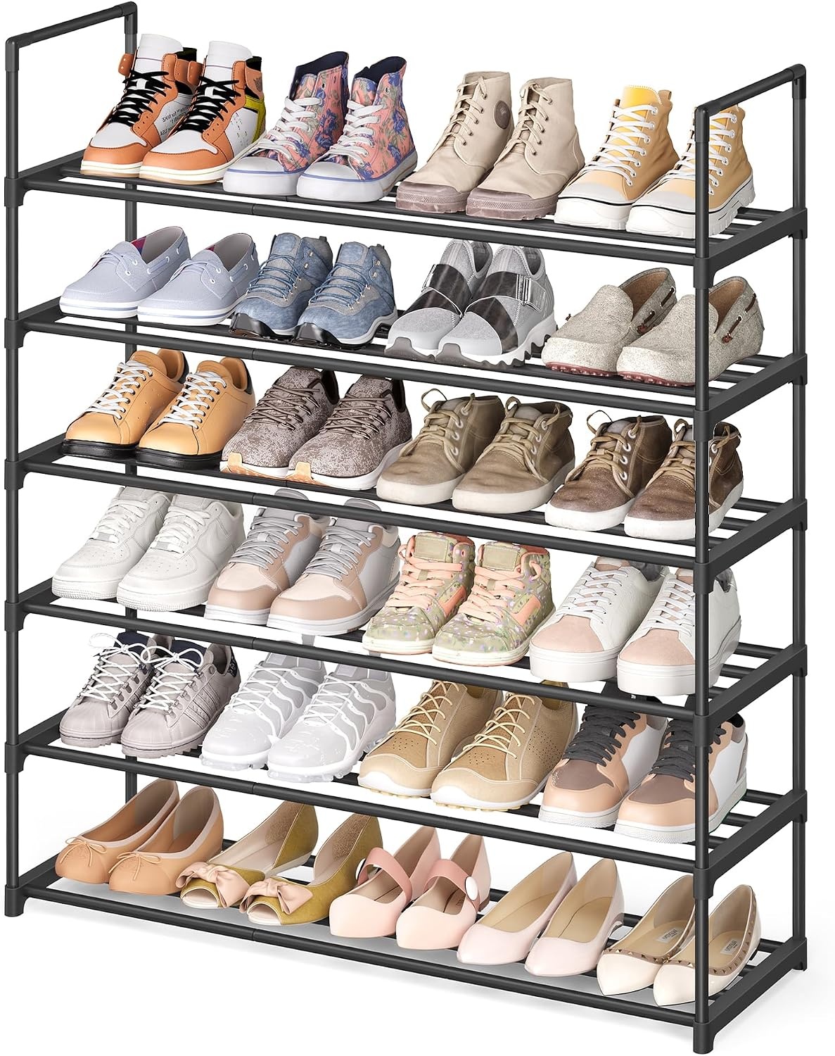image:imageSONGMICS HOME Shoe Storage Organizer Metal Shoe Rack for Entryway Living Room Garage 12 x 364 x 356 Inches BlackBlack