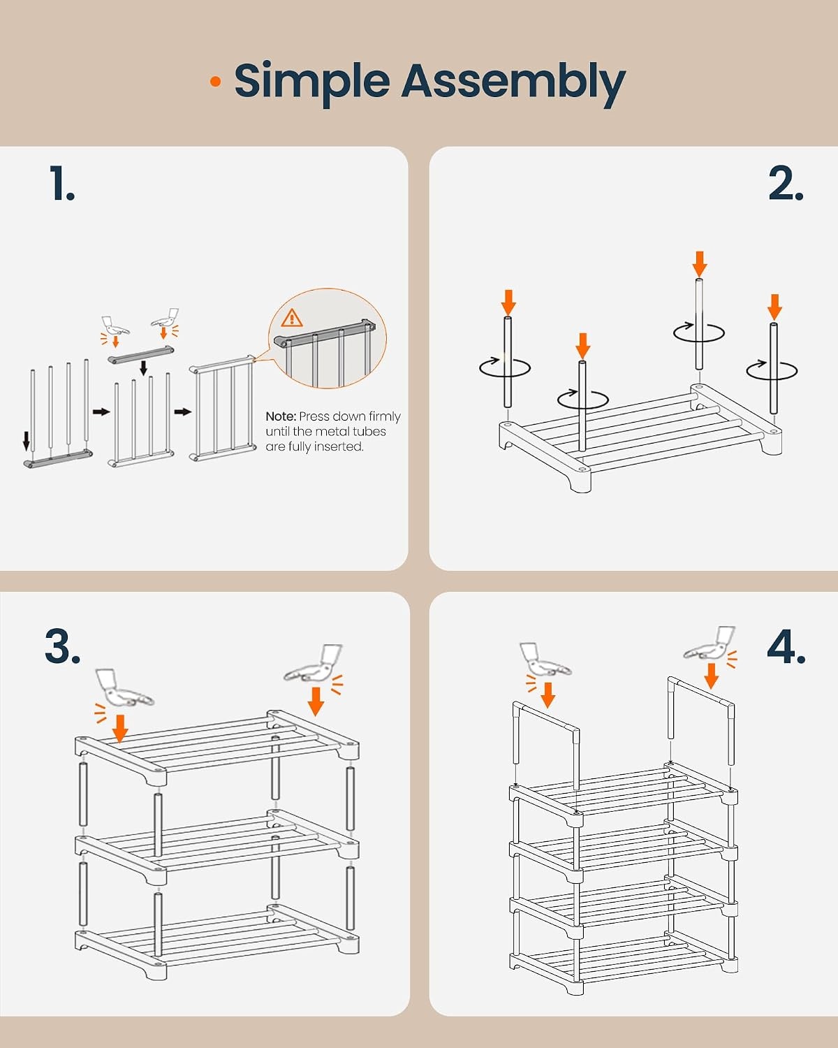 image:imageSONGMICS HOME Shoe Storage Organizer Metal Shoe Rack for Entryway Living Room Garage 12 x 364 x 356 Inches BlackBlack