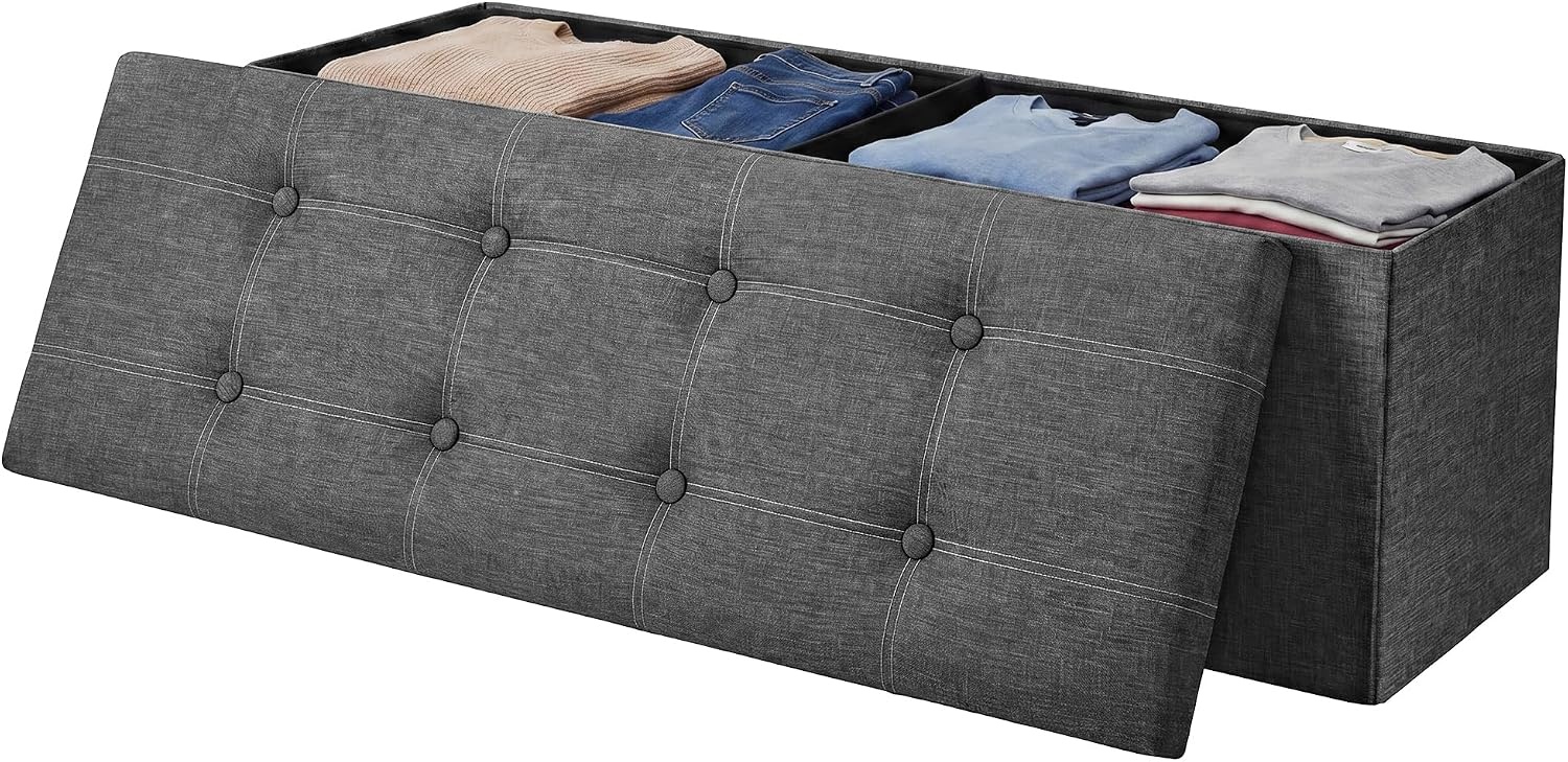 image:imageSONGMICS HOME Storage Ottoman 35 Gallons End of Bench 152 x 432 x 152 Inches for Entryway Living Room Light GrayDark Gray