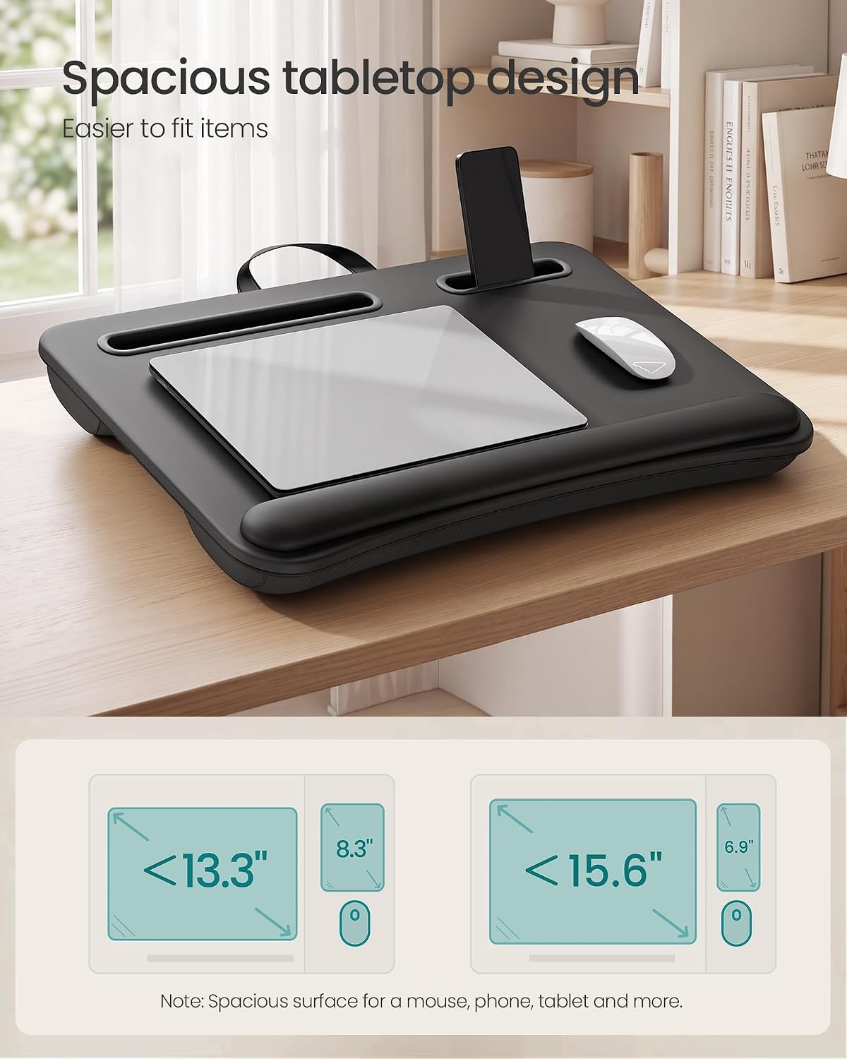 image:imageSONGMICS Laptop Lap Desk with Cushion Black PVC Leather Fits 156 LaptopBlack