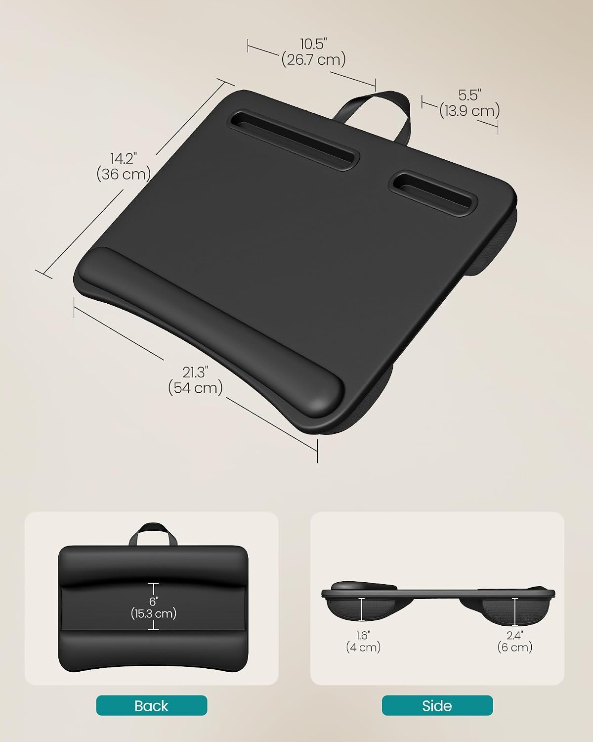 image:imageSONGMICS Laptop Lap Desk with Cushion Black PVC Leather Fits 156 LaptopBlack