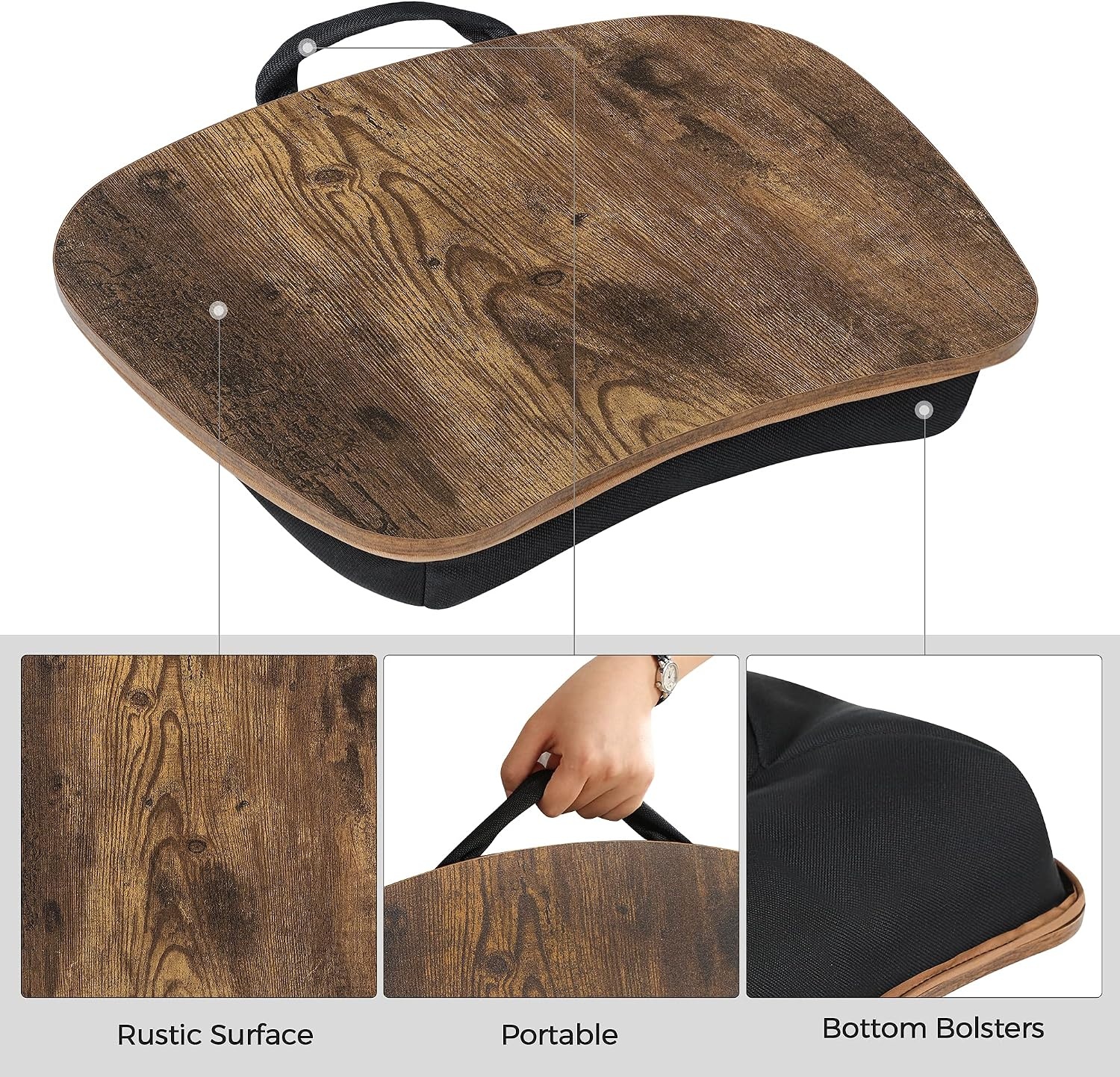 image:imageSONGMICS Laptop Lap Desk with Cushion Black PVC Leather Fits 156 LaptopRustic Brown