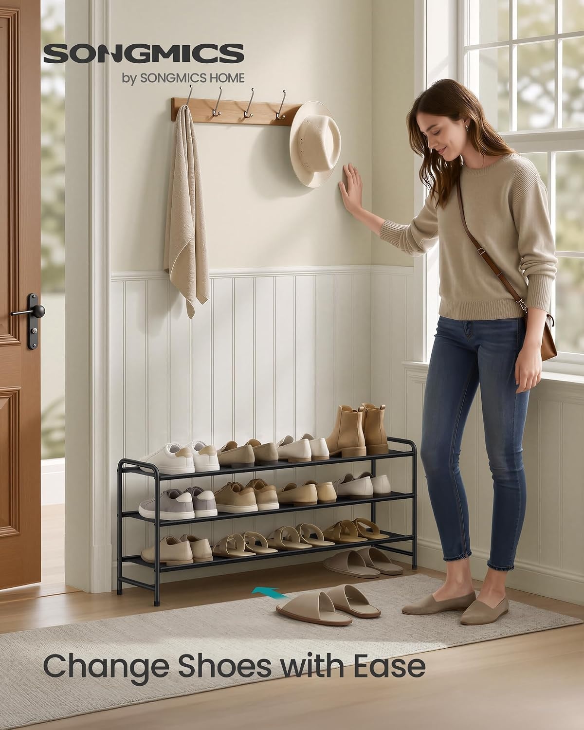 image:imageSONGMICS Long Shoe Rack 2Tier Shoe Organizer Holds up to 15 Pairs3 Tiers