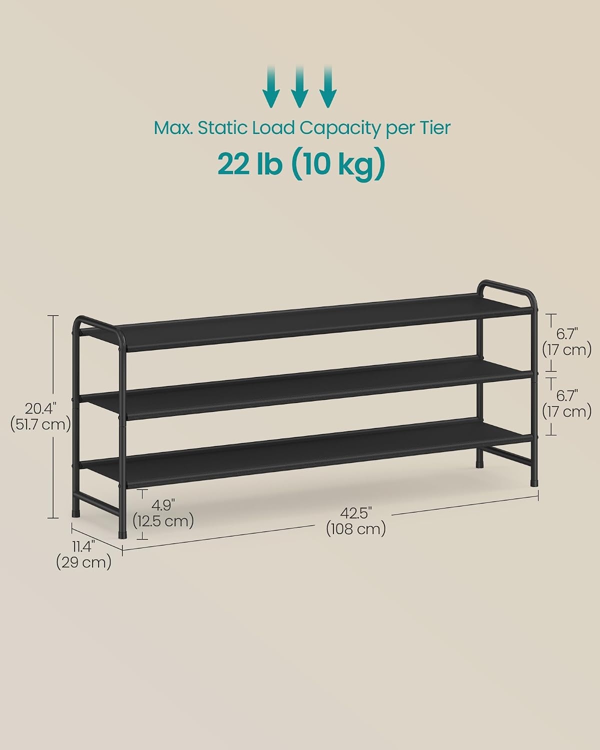 image:imageSONGMICS Long Shoe Rack 2Tier Shoe Organizer Holds up to 15 Pairs3 Tiers