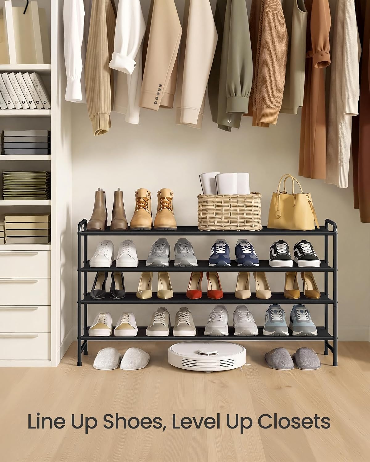 image:imageSONGMICS Long Shoe Rack 2Tier Shoe Organizer Holds up to 15 Pairs4 Tiers