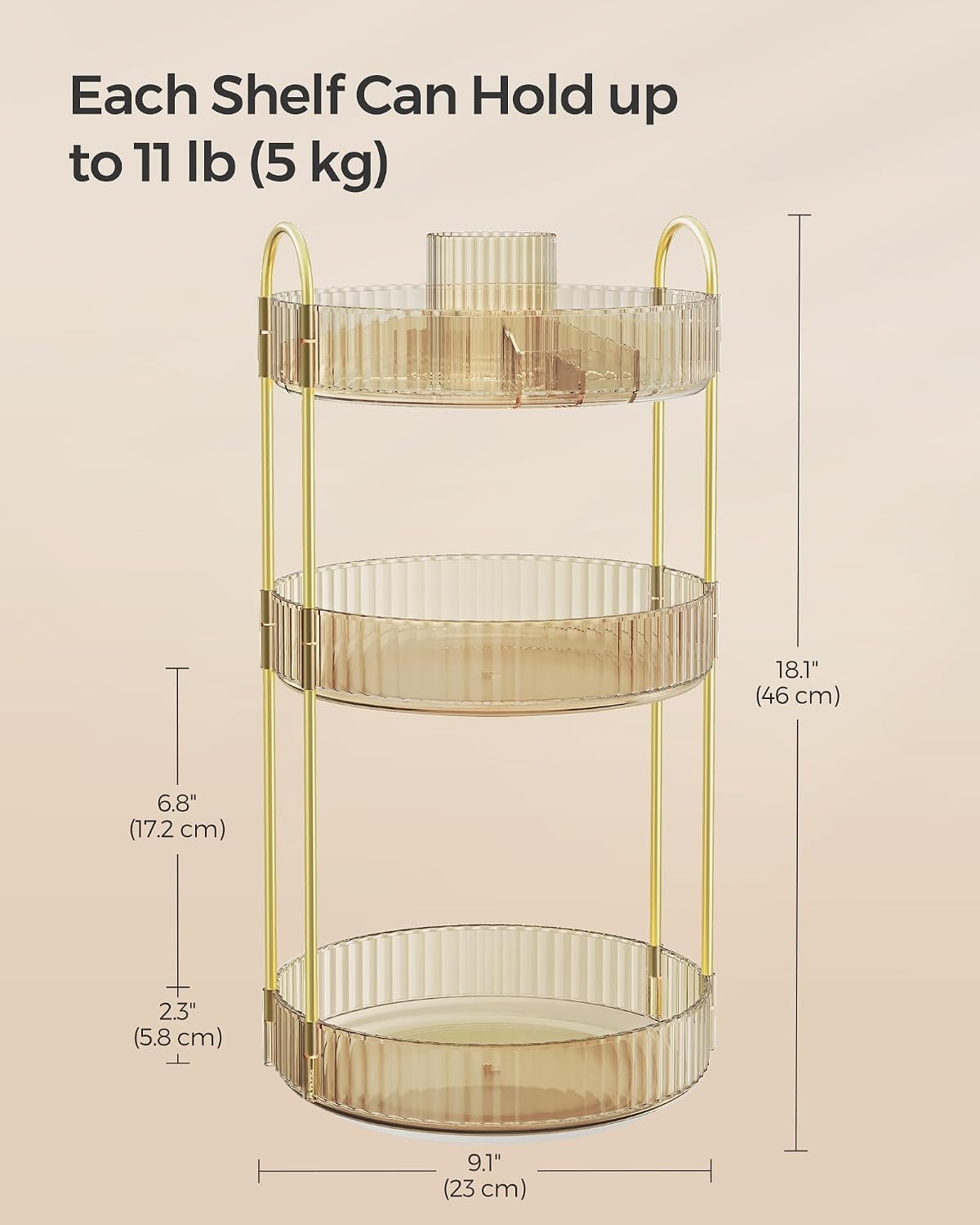 image:imageSONGMICS Makeup Organizer Cosmetic Display Case with 2 DrawersChampagne Gold