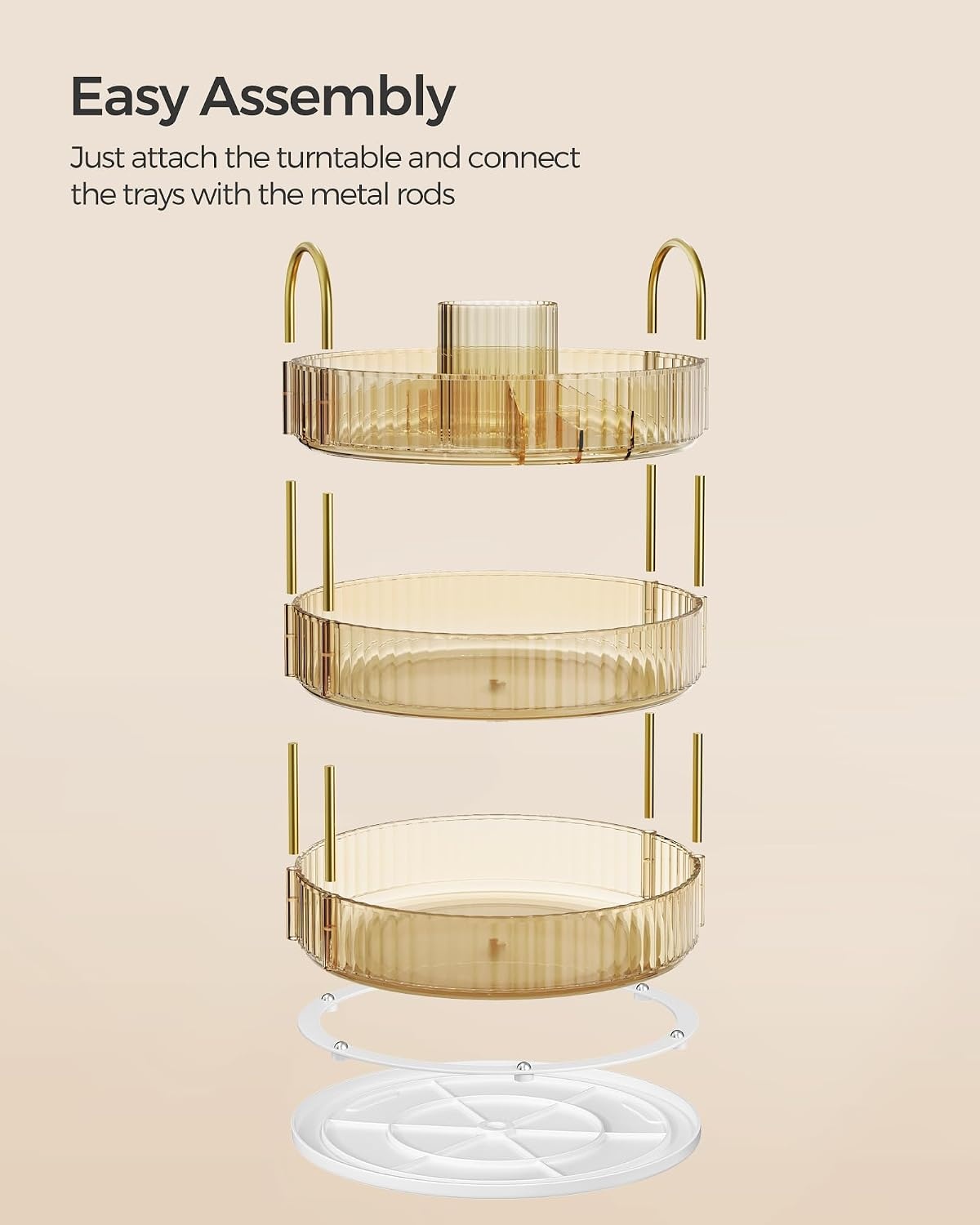 image:imageSONGMICS Makeup Organizer Cosmetic Display Case with 2 DrawersChampagne Gold