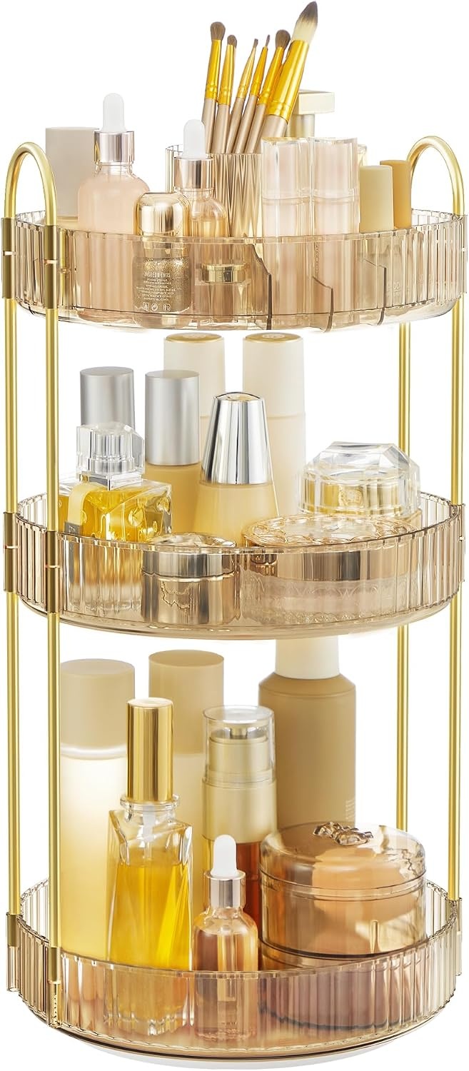 image:imageSONGMICS Makeup Organizer Cosmetic Display Case with 2 DrawersChampagne Gold