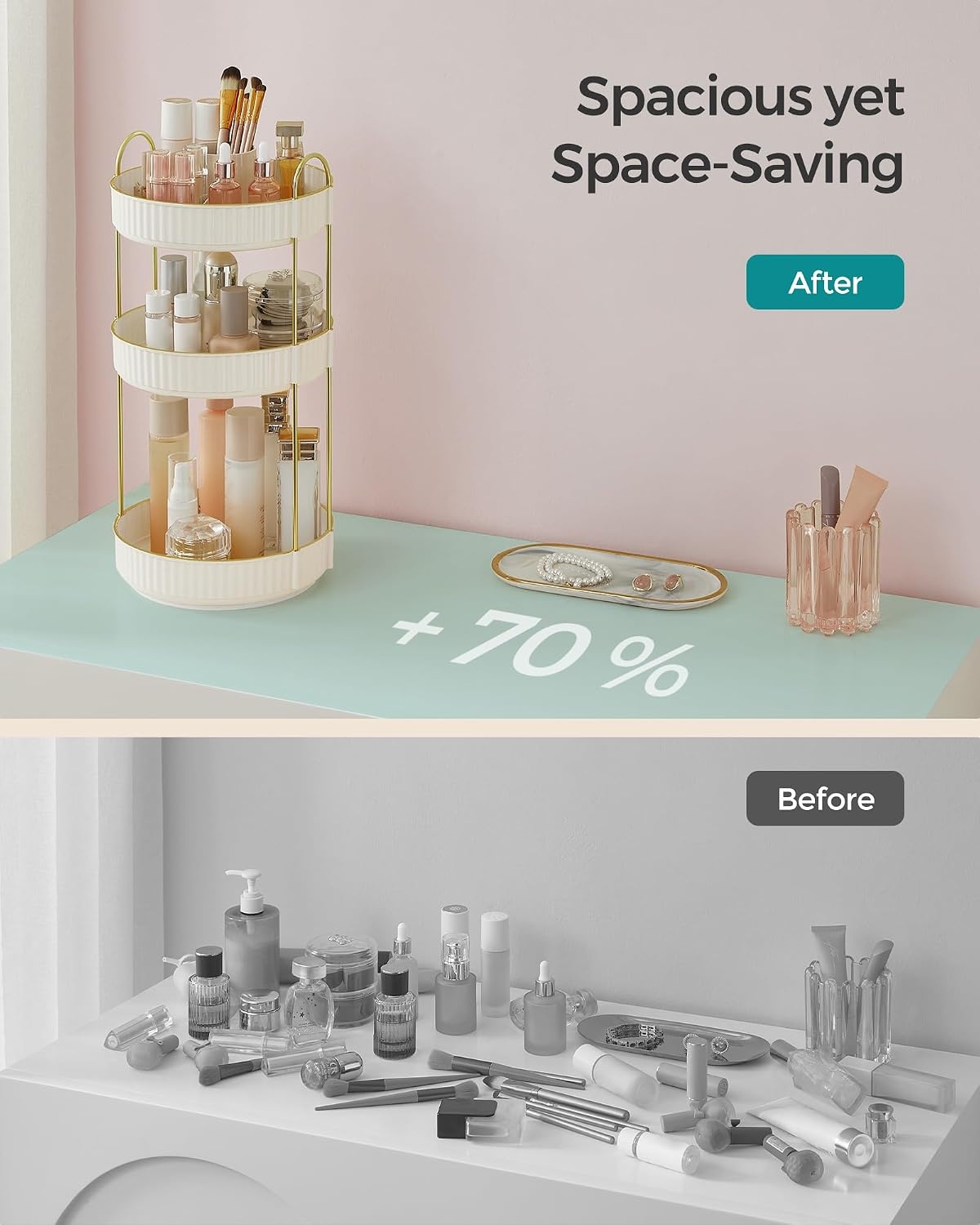 image:imageSONGMICS Makeup Organizer Cosmetic Display Case with 2 DrawersCloud White