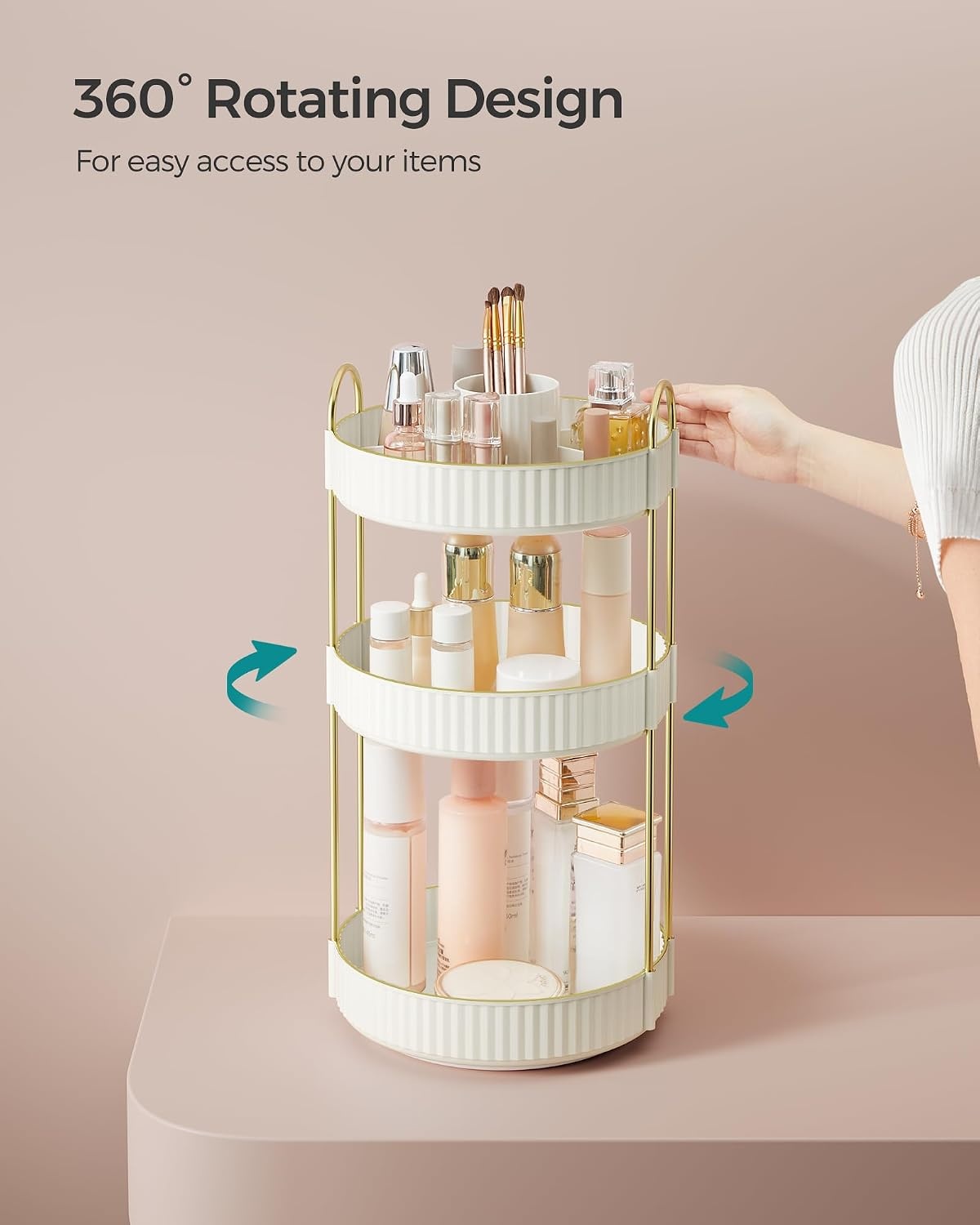image:imageSONGMICS Makeup Organizer Cosmetic Display Case with 2 DrawersCloud White