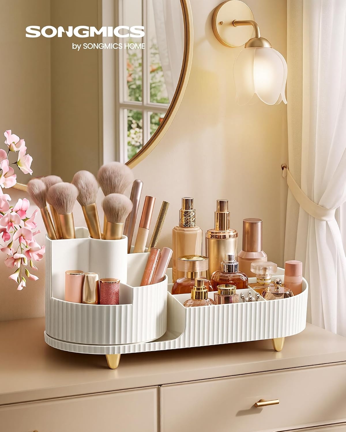 image:imageSONGMICS Makeup Organizer Cosmetic Display Case with 2 DrawersCloud White