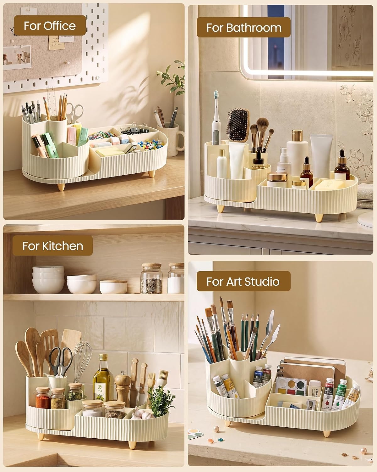 image:imageSONGMICS Makeup Organizer Cosmetic Display Case with 2 DrawersCream