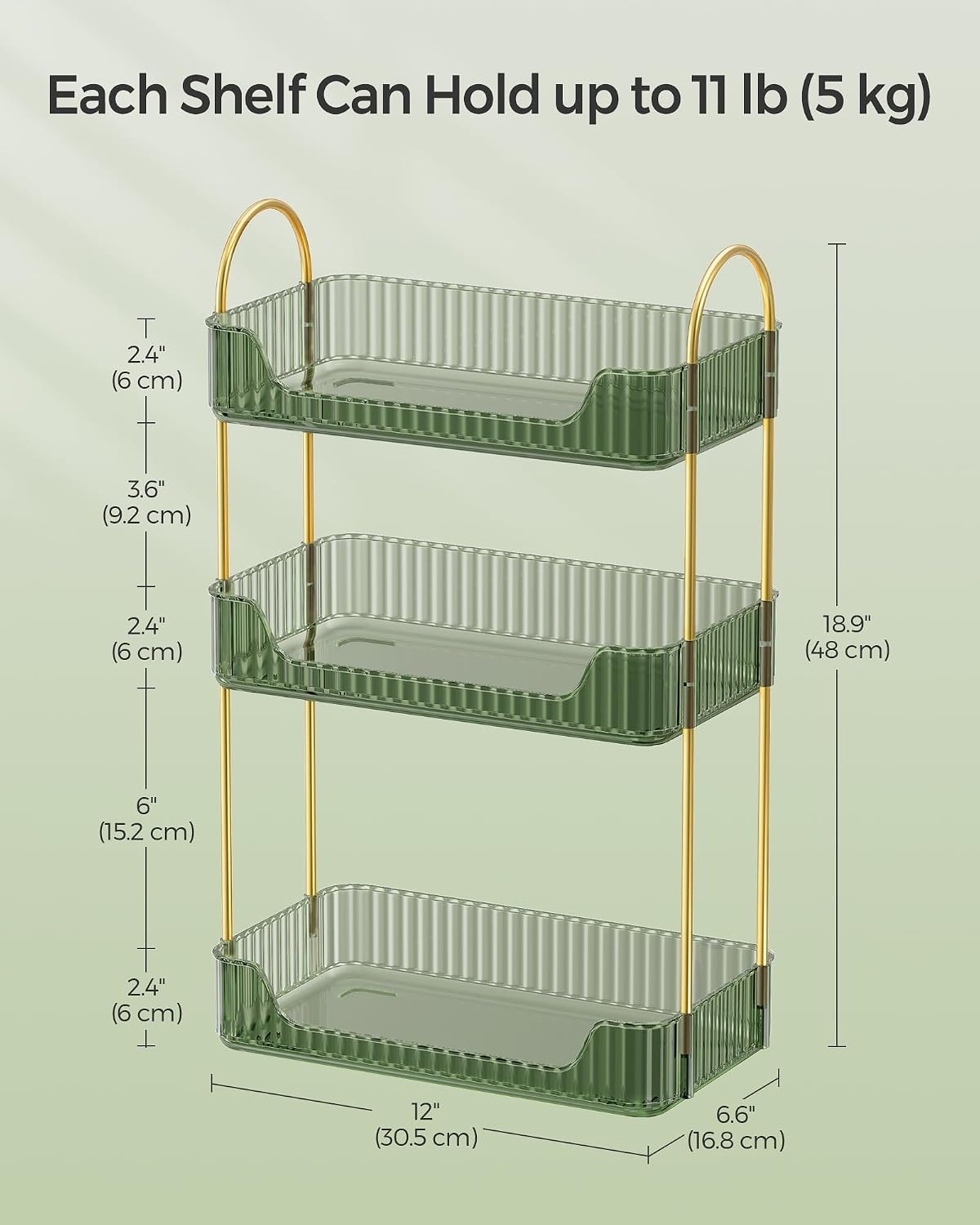image:imageSONGMICS Makeup Organizer Cosmetic Display Case with 2 DrawersPale Green