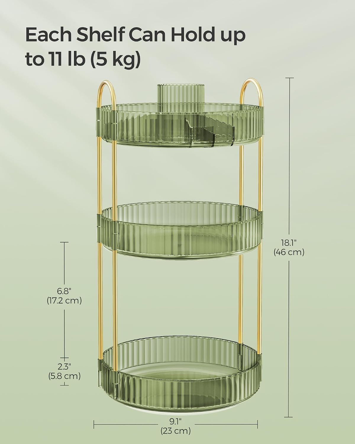 image:imageSONGMICS Makeup Organizer Cosmetic Display Case with 2 DrawersPale Green