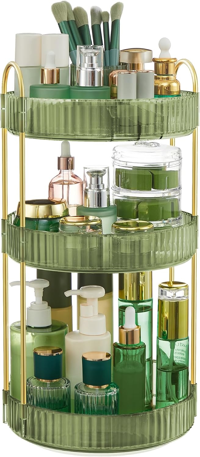 image:imageSONGMICS Makeup Organizer Cosmetic Display Case with 2 DrawersPale Green