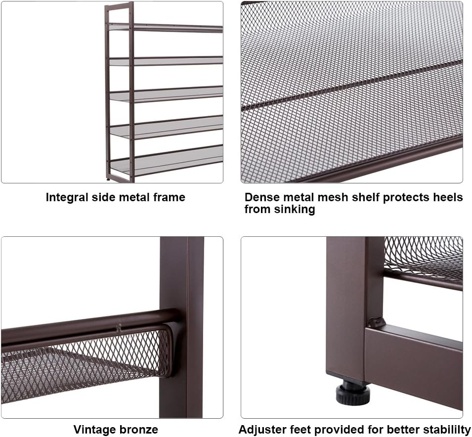 image:imageSONGMICS Metal Shoe Rack 10Tier Shoe Organizer Holds 5060 PairsBronze