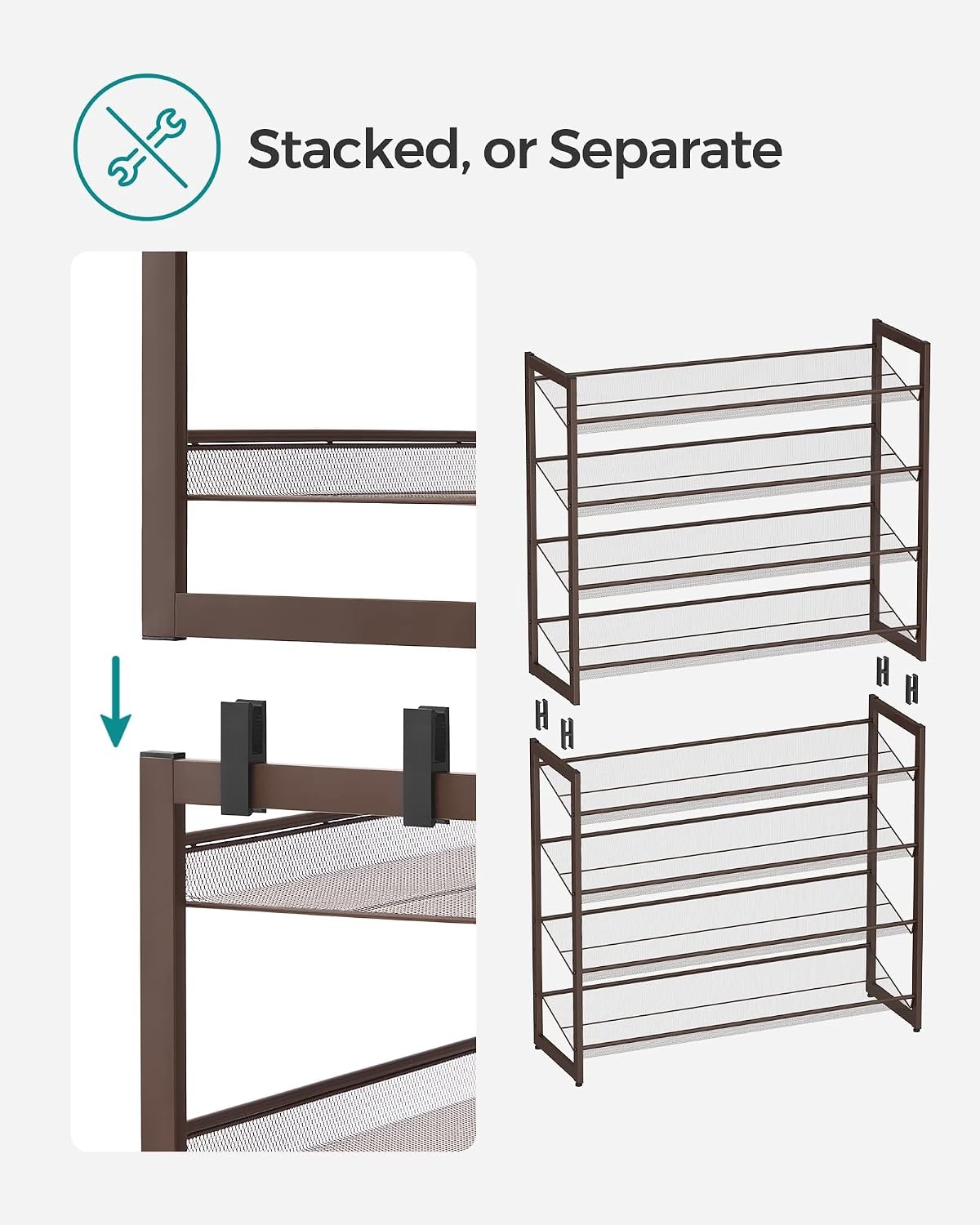 image:imageSONGMICS Metal Shoe Rack 10Tier Shoe Organizer Holds 5060 PairsBronze