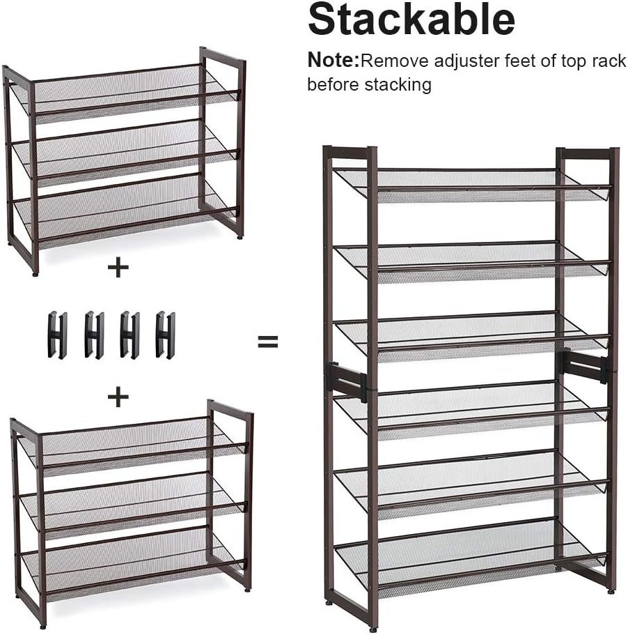image:imageSONGMICS Metal Shoe Rack 10Tier Shoe Organizer Holds 5060 PairsBronze