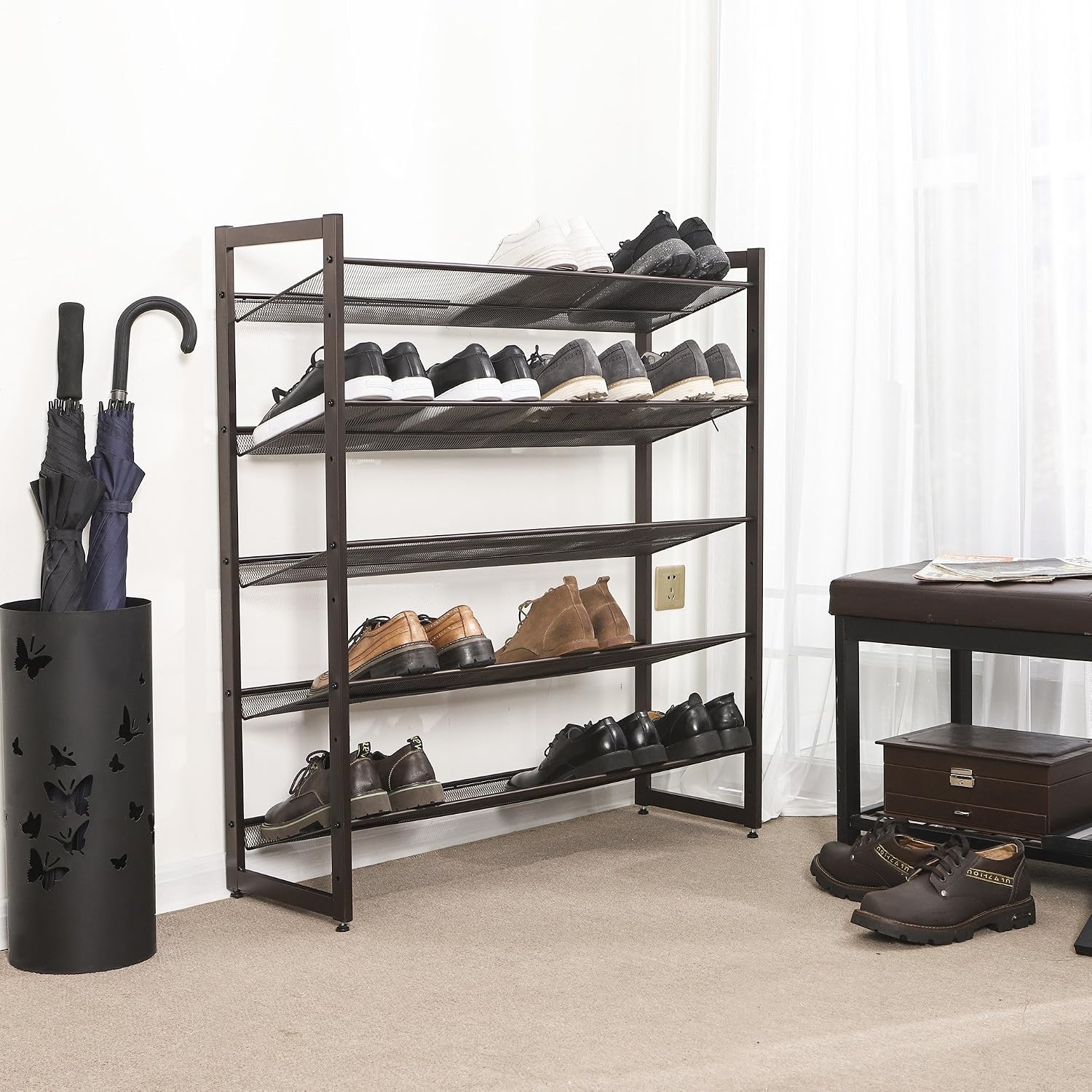 image:imageSONGMICS Metal Shoe Rack 10Tier Shoe Organizer Holds 5060 PairsBronze