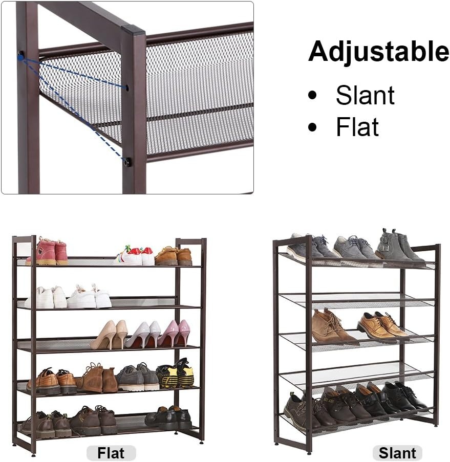 image:imageSONGMICS Metal Shoe Rack 10Tier Shoe Organizer Holds 5060 PairsBronze