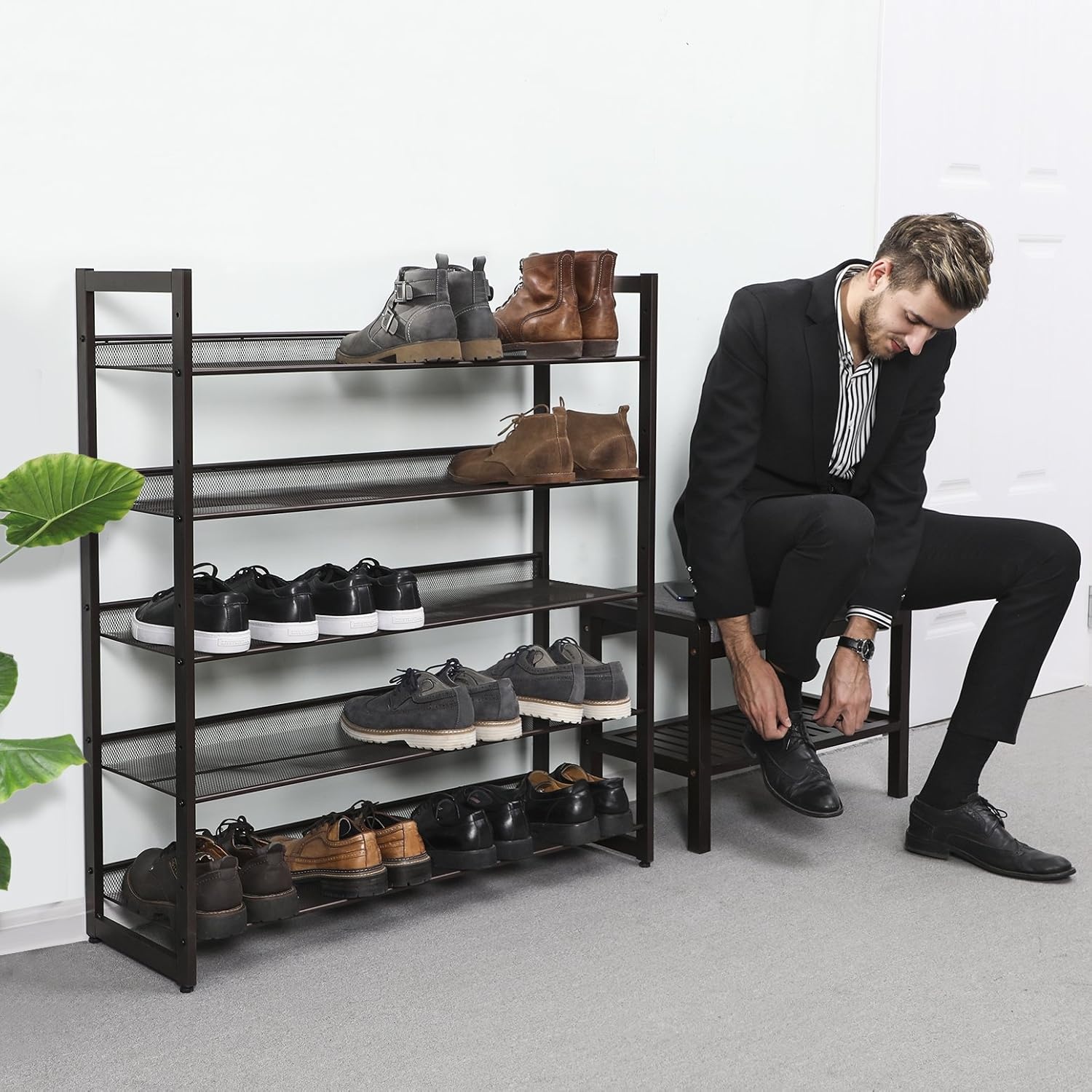 image:imageSONGMICS Metal Shoe Rack 10Tier Shoe Organizer Holds 5060 PairsBronze