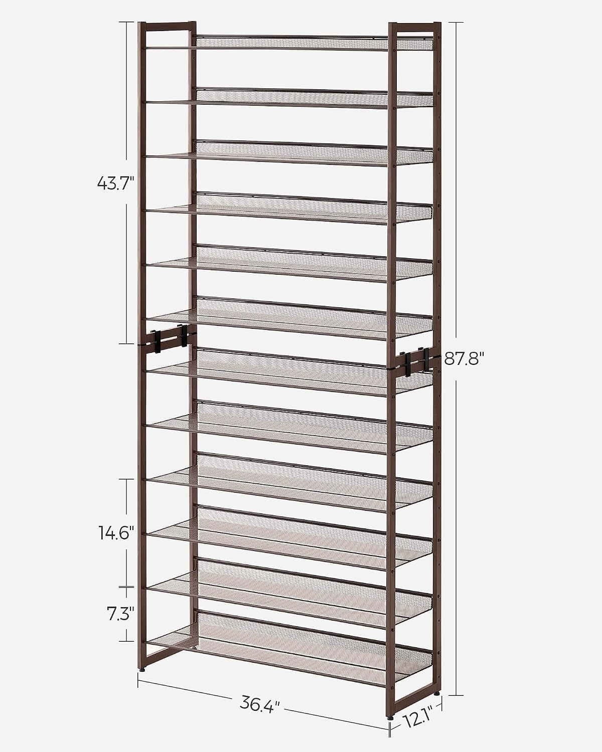 image:imageSONGMICS Metal Shoe Rack 10Tier Shoe Organizer Holds 5060 PairsBronze