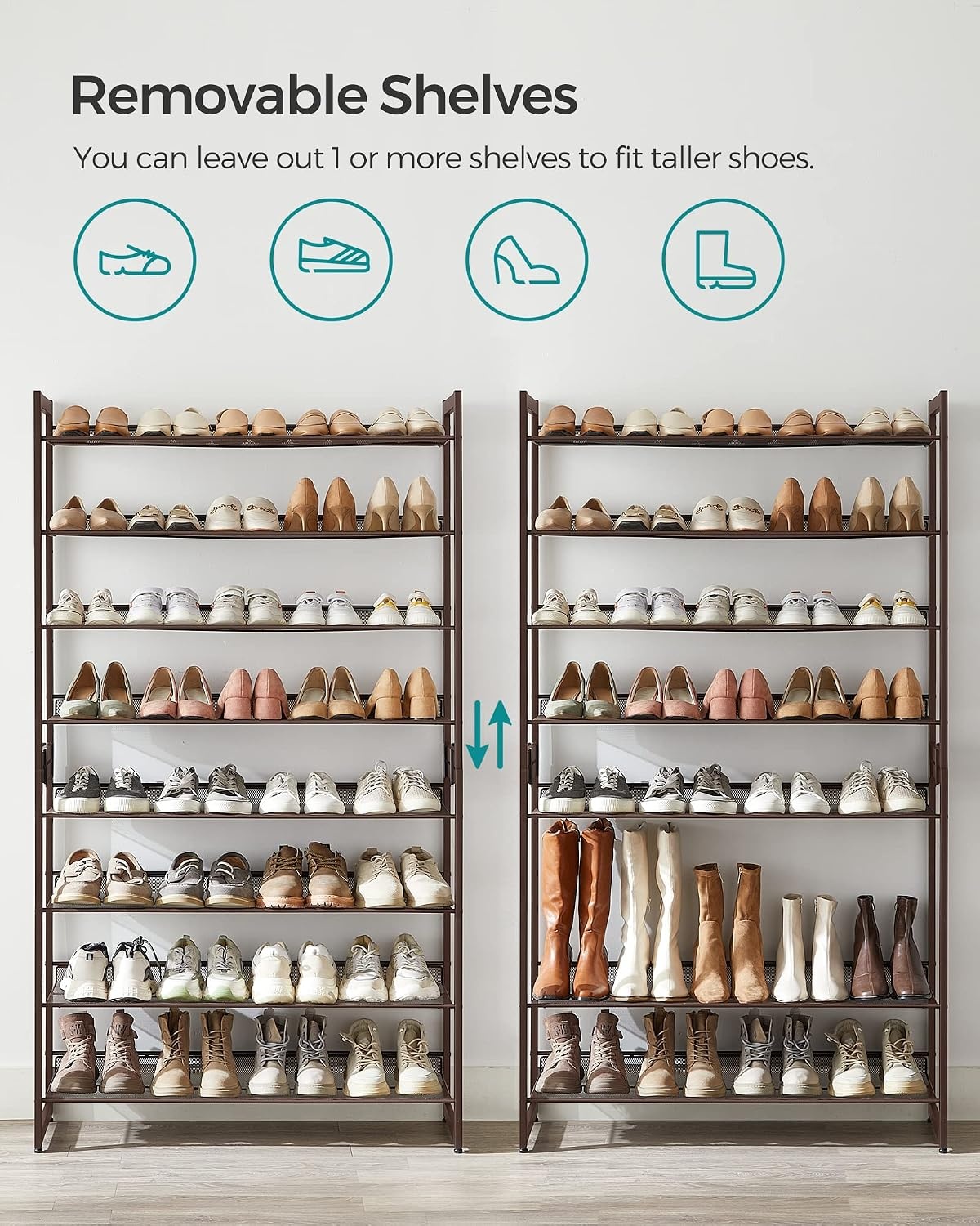 image:imageSONGMICS Metal Shoe Rack 10Tier Shoe Organizer Holds 5060 PairsBronze