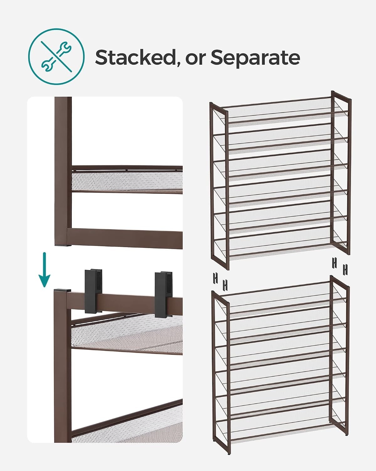 image:imageSONGMICS Metal Shoe Rack 10Tier Shoe Organizer Holds 5060 PairsBronze