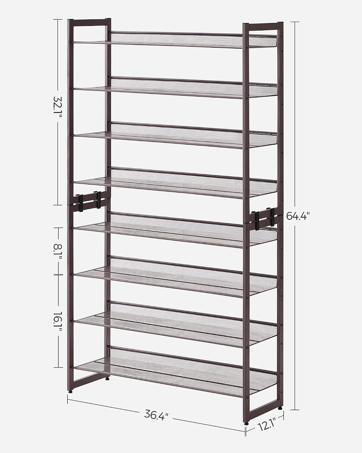 image:imageSONGMICS Metal Shoe Rack 10Tier Shoe Organizer Holds 5060 PairsBronze