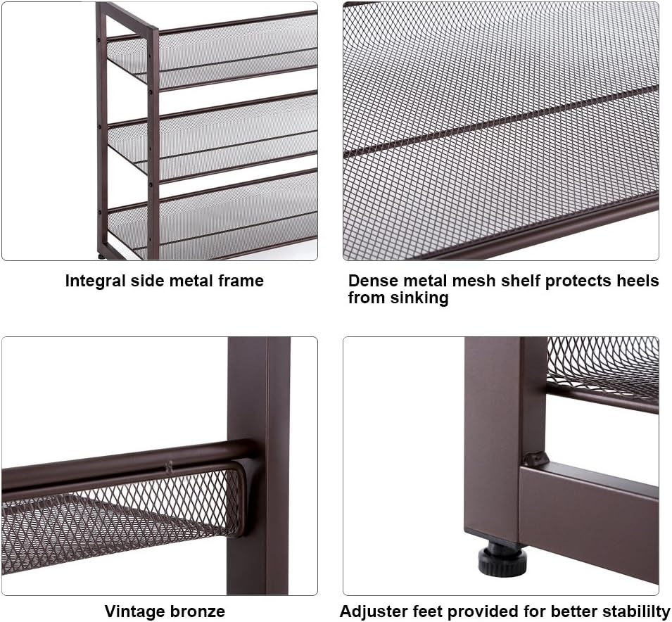 image:imageSONGMICS Metal Shoe Rack 10Tier Shoe Organizer Holds 5060 PairsBronze