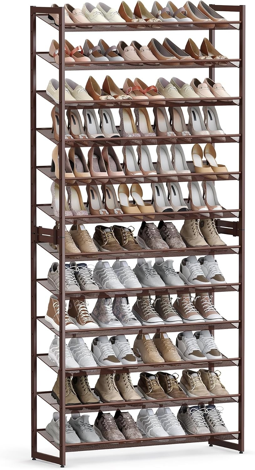 image:imageSONGMICS Metal Shoe Rack 10Tier Shoe Organizer Holds 5060 PairsBronze