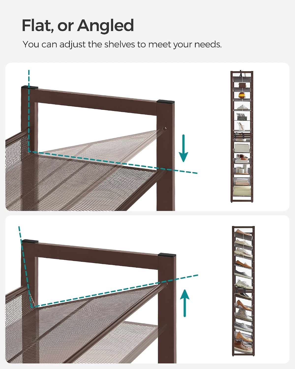 image:imageSONGMICS Metal Shoe Rack 10Tier Shoe Organizer Holds 5060 PairsBronze