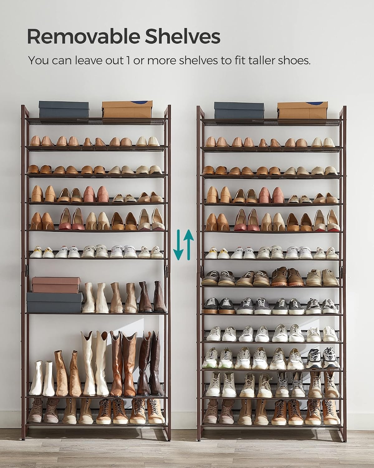 image:imageSONGMICS Metal Shoe Rack 10Tier Shoe Organizer Holds 5060 PairsBronze