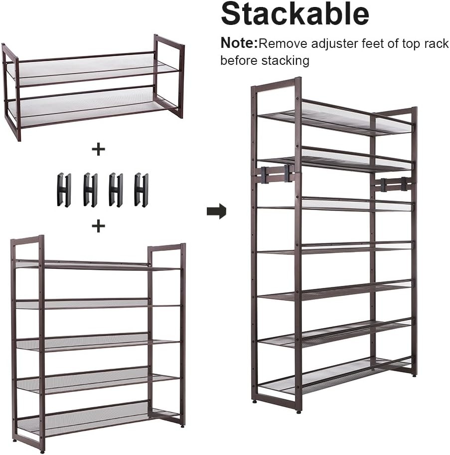 image:imageSONGMICS Metal Shoe Rack 10Tier Shoe Organizer Holds 5060 PairsBronze