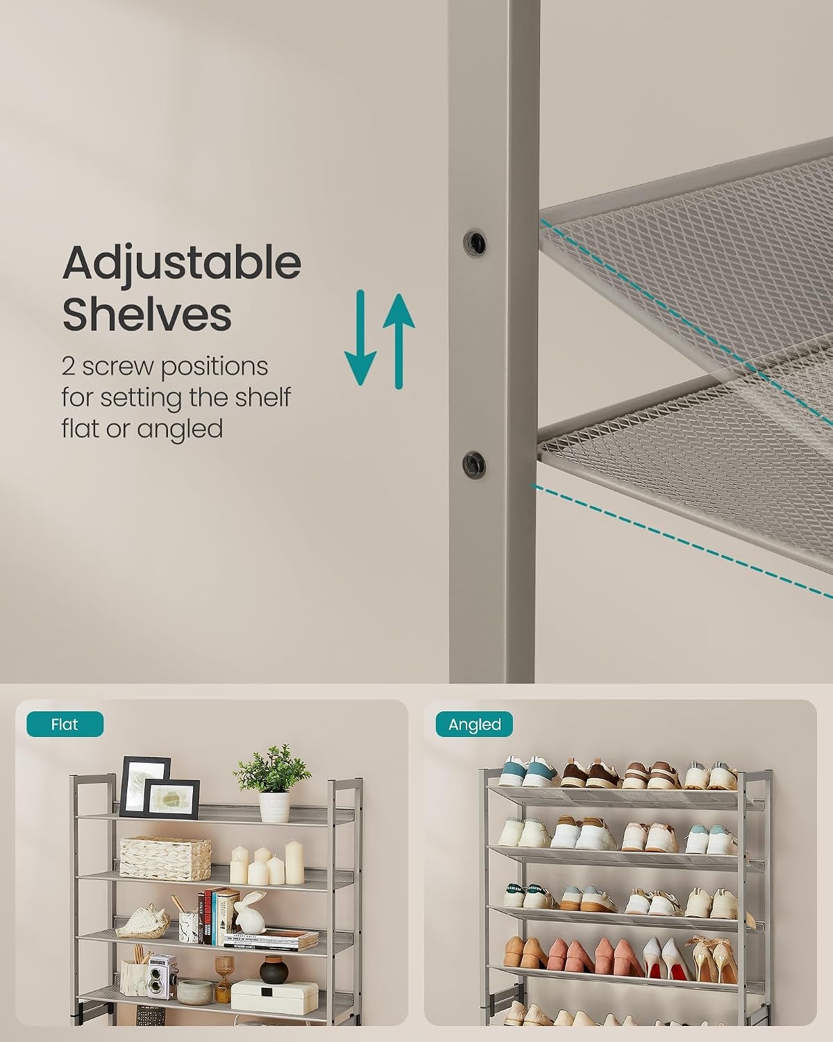 image:imageSONGMICS Metal Shoe Rack 10Tier Shoe Organizer Holds 5060 PairsCappuccino Beige