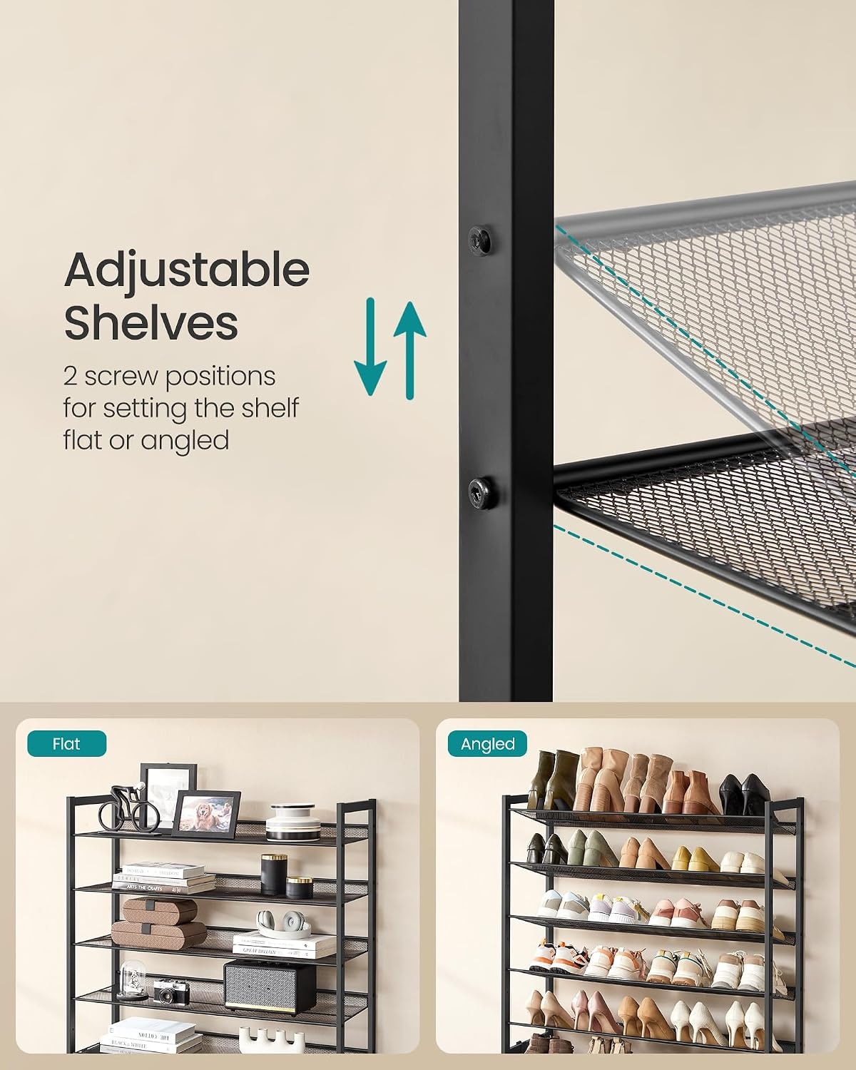 image:imageSONGMICS Metal Shoe Rack 10Tier Shoe Organizer Holds 5060 PairsInk Black