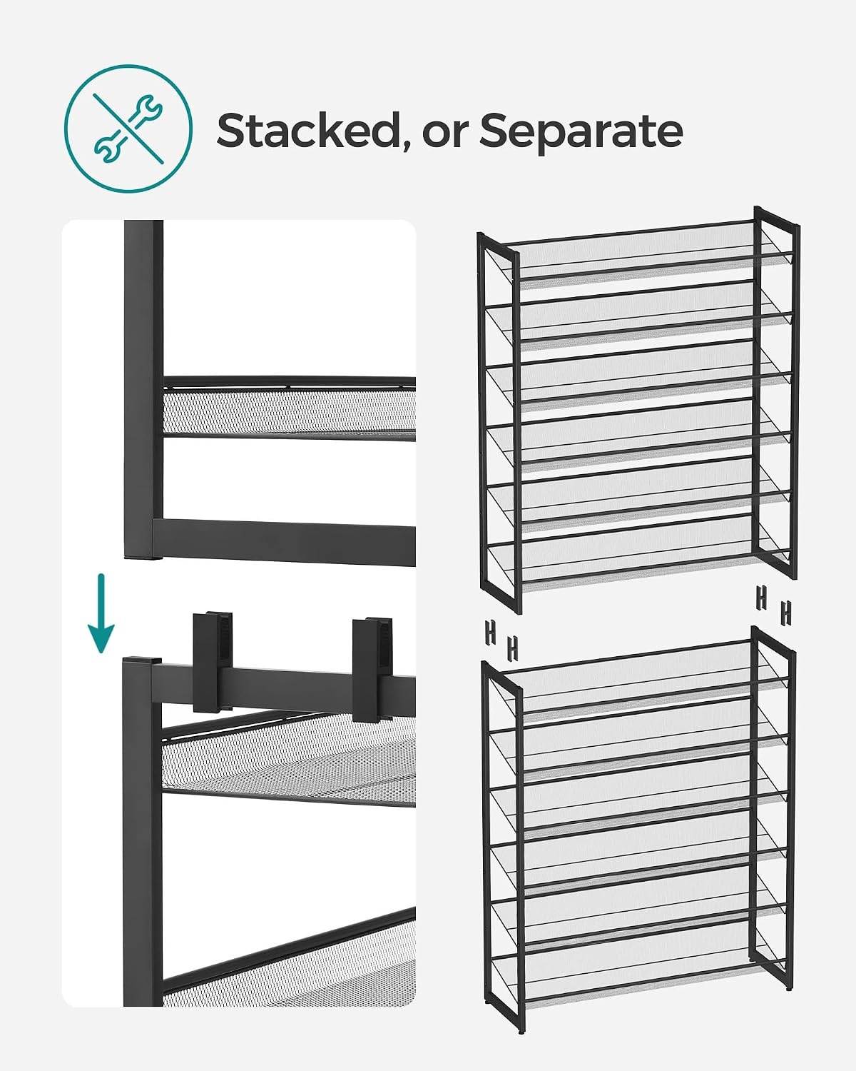 image:imageSONGMICS Metal Shoe Rack 10Tier Shoe Organizer Holds 5060 PairsInk Black