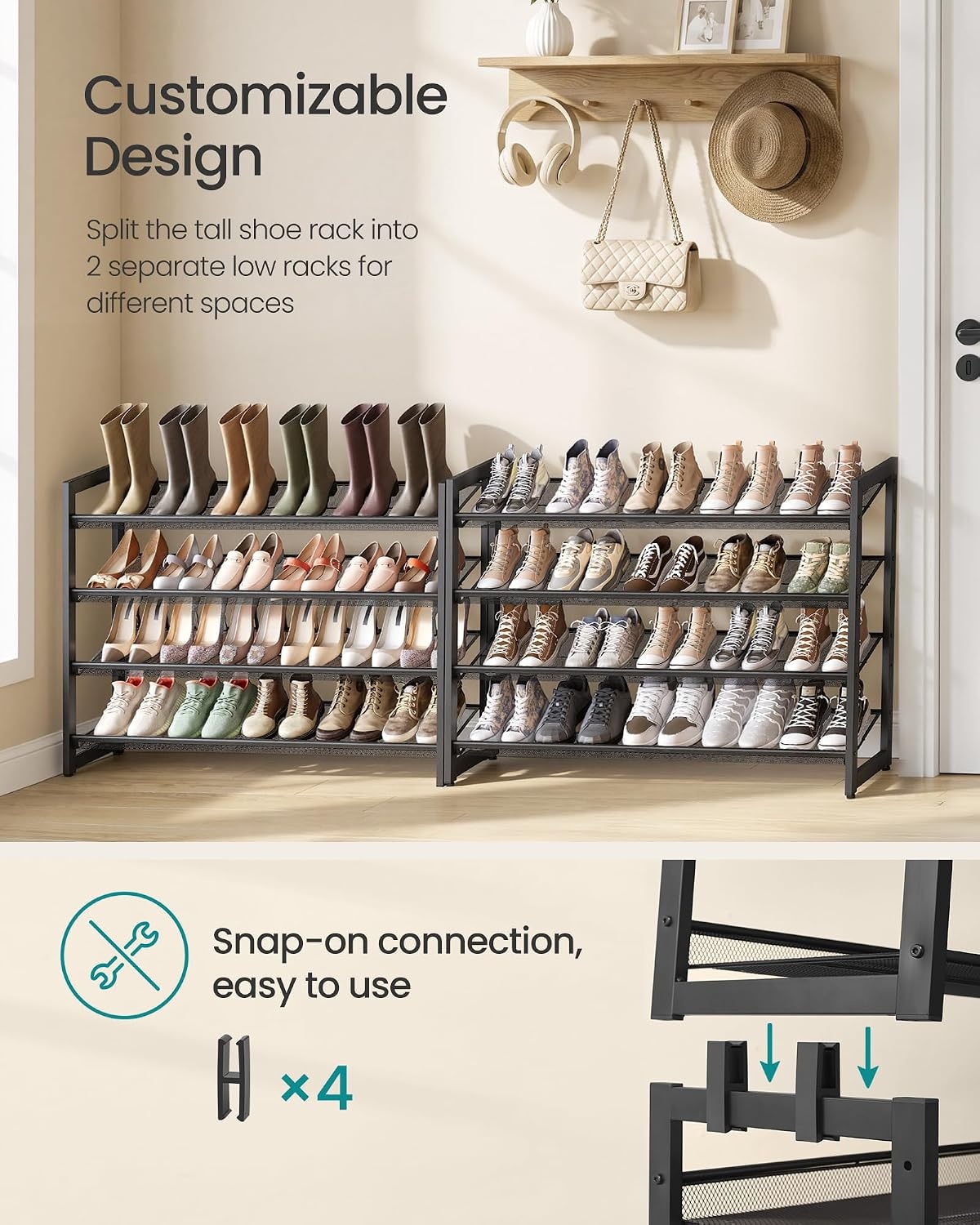image:imageSONGMICS Metal Shoe Rack 10Tier Shoe Organizer Holds 5060 PairsInk Black