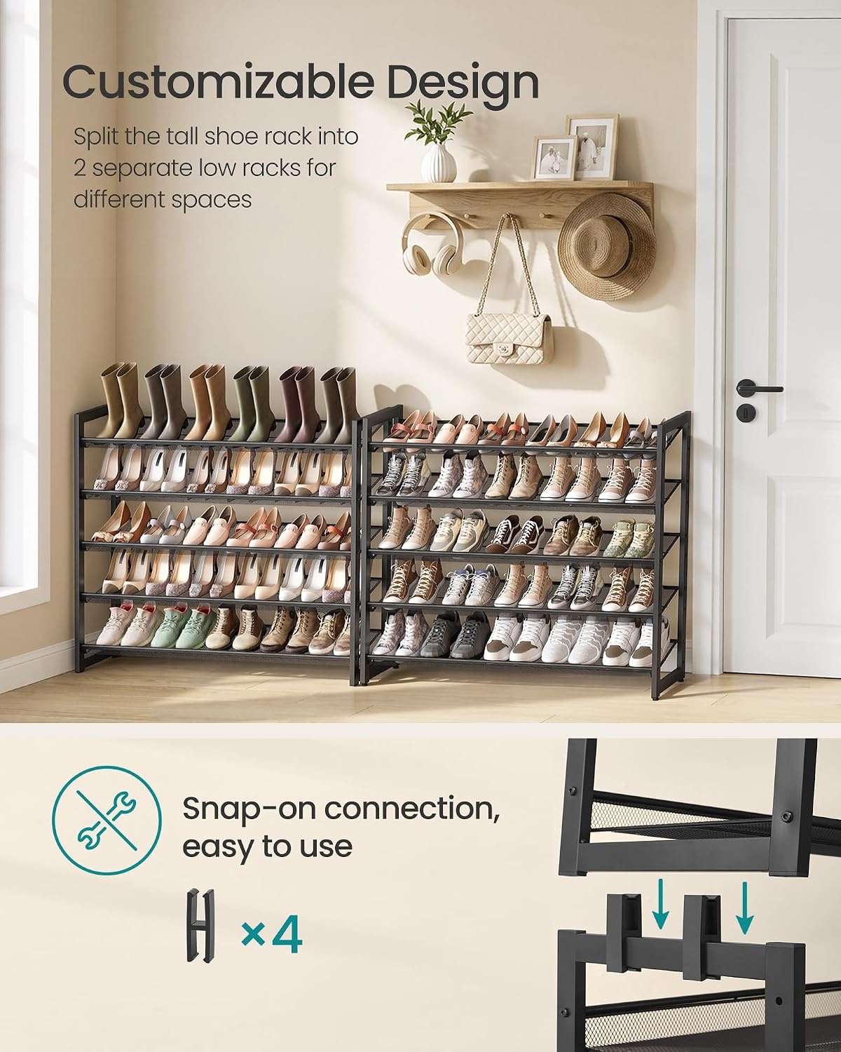image:imageSONGMICS Metal Shoe Rack 10Tier Shoe Organizer Holds 5060 PairsInk Black